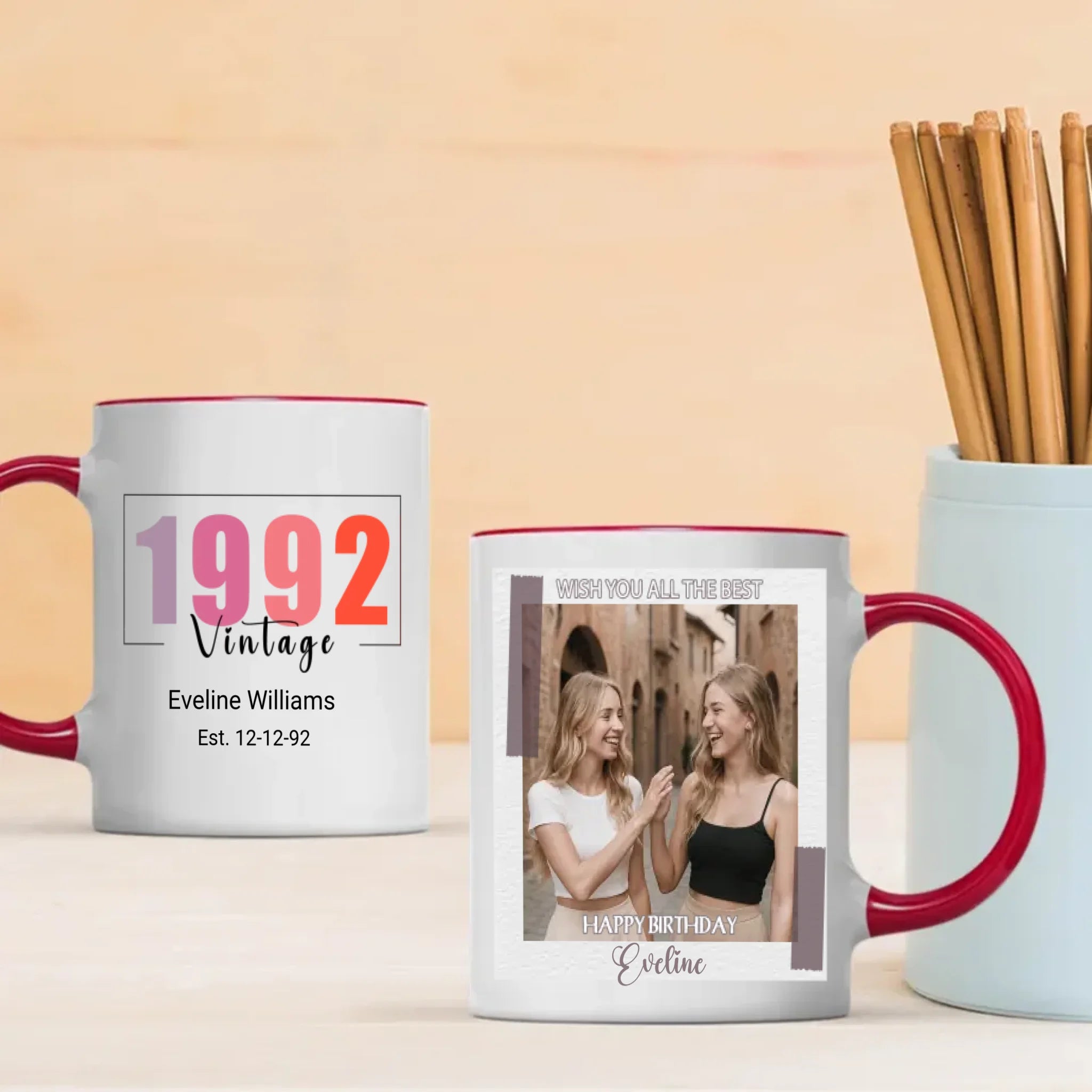 Happy Birthday Mug – Stylish Gift for 1992 Born Friends - 89Prints