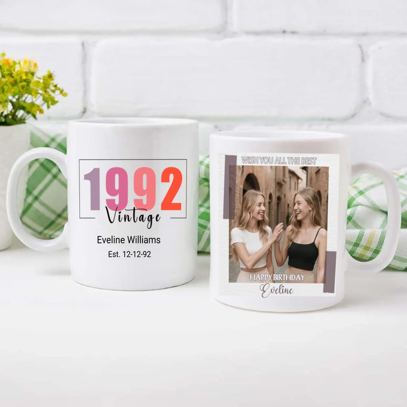 Happy Birthday Mug – Stylish Gift for 1992 Born Friends - 89Prints