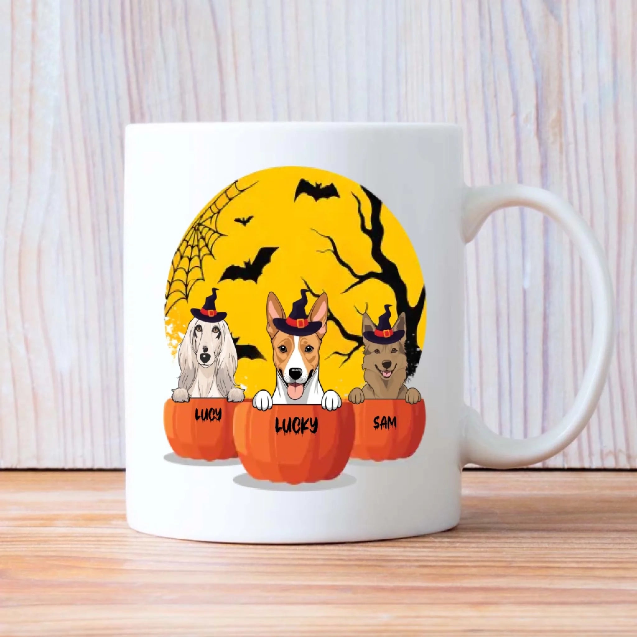 Halloween Dog Mug – Custom Clipart & Name on Both Sides