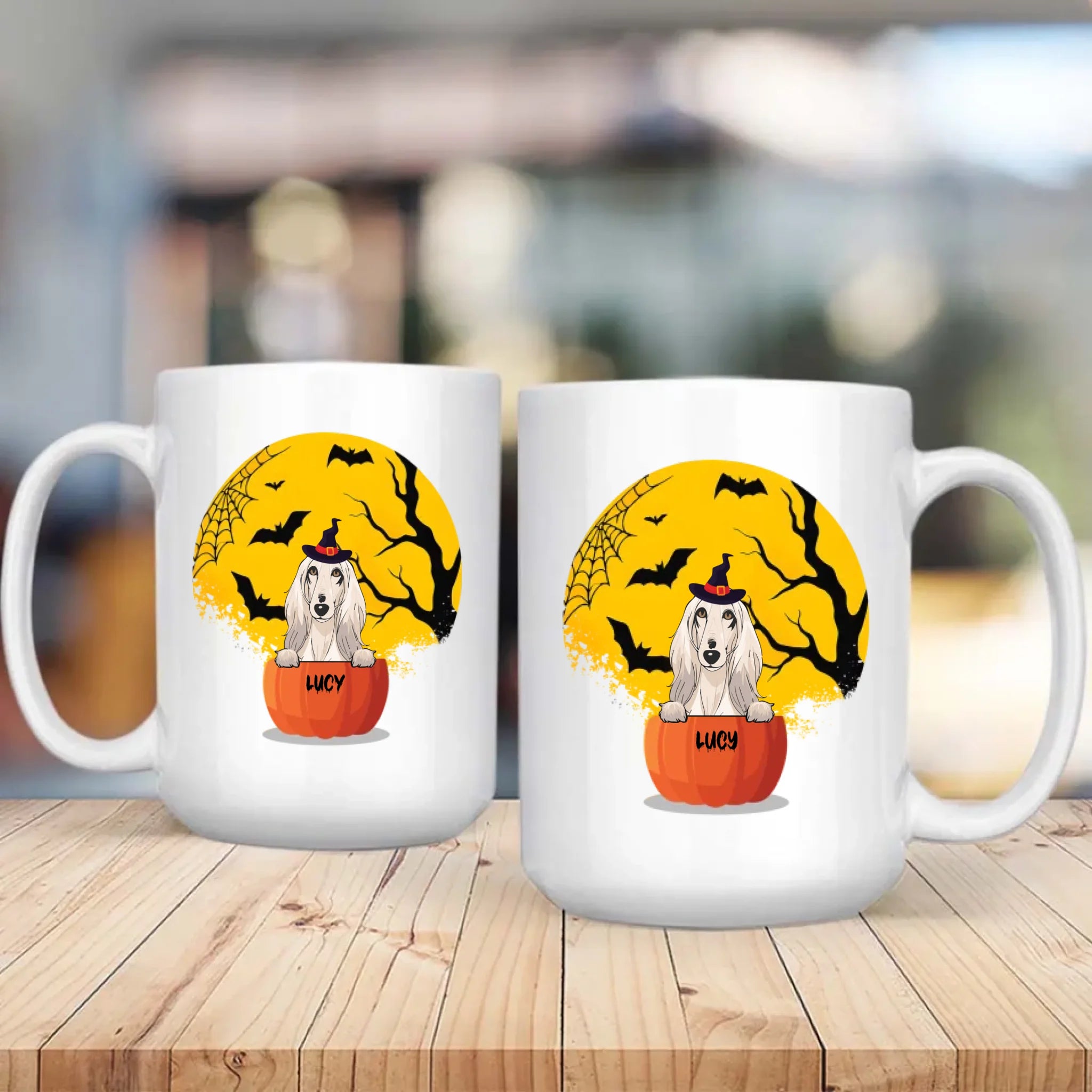 Halloween Dog Mug – Custom Clipart & Name on Both Sides