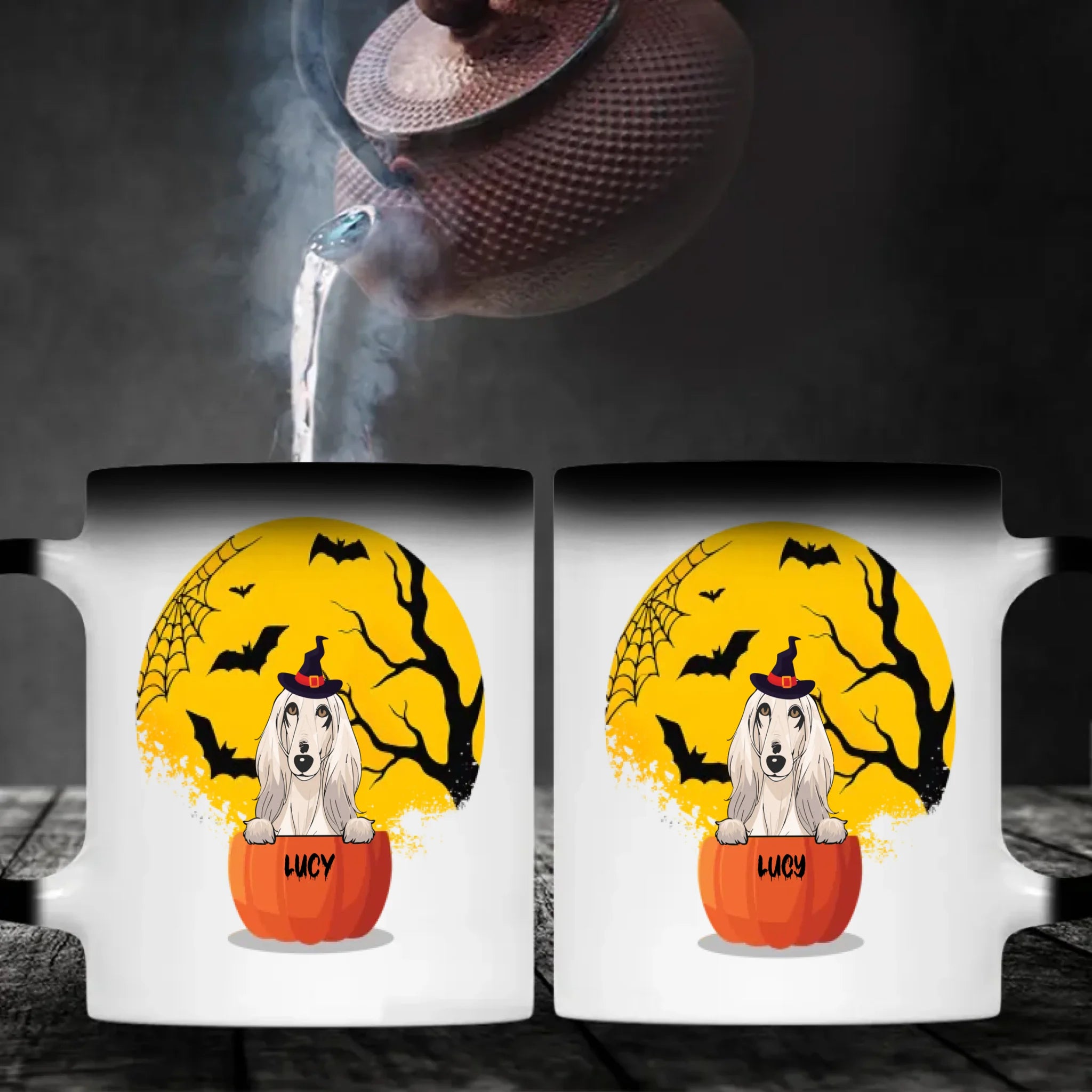 Halloween Dog Mug – Custom Clipart & Name on Both Sides