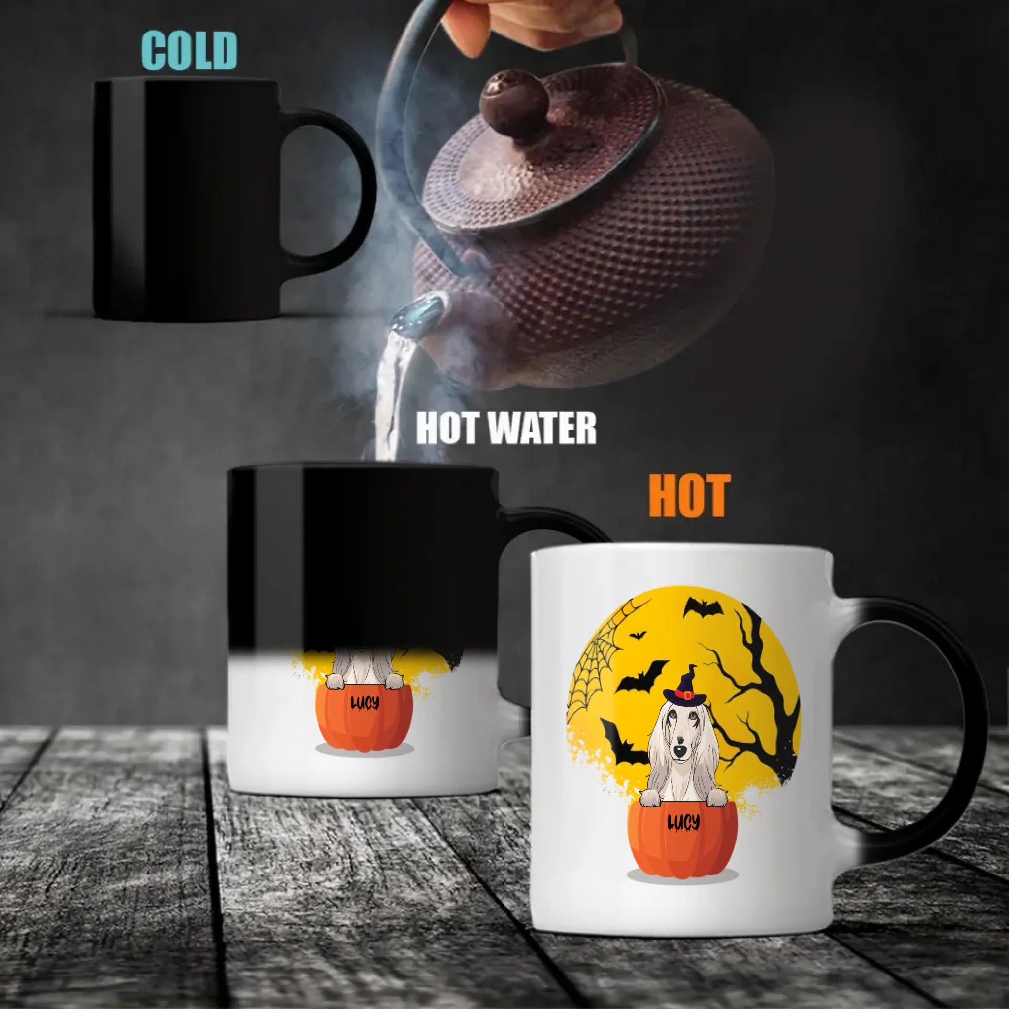 Halloween Dog Mug – Custom Clipart & Name on Both Sides