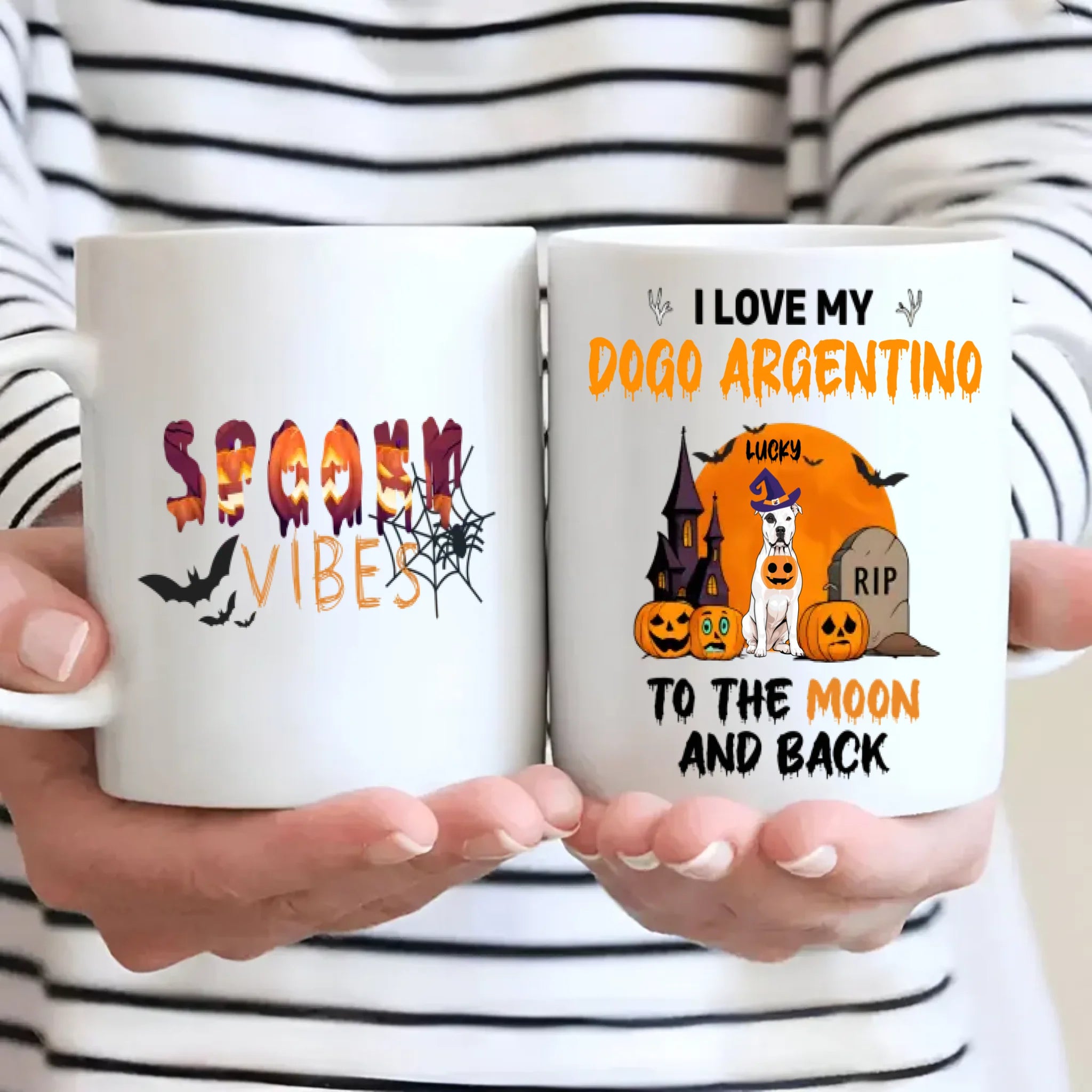 Spooky Vibes Mug – Custom Dogo Argentino Halloween Design
