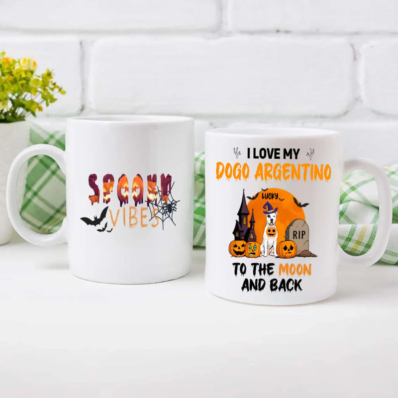 Spooky Vibes Mug – Custom Dogo Argentino Halloween Design