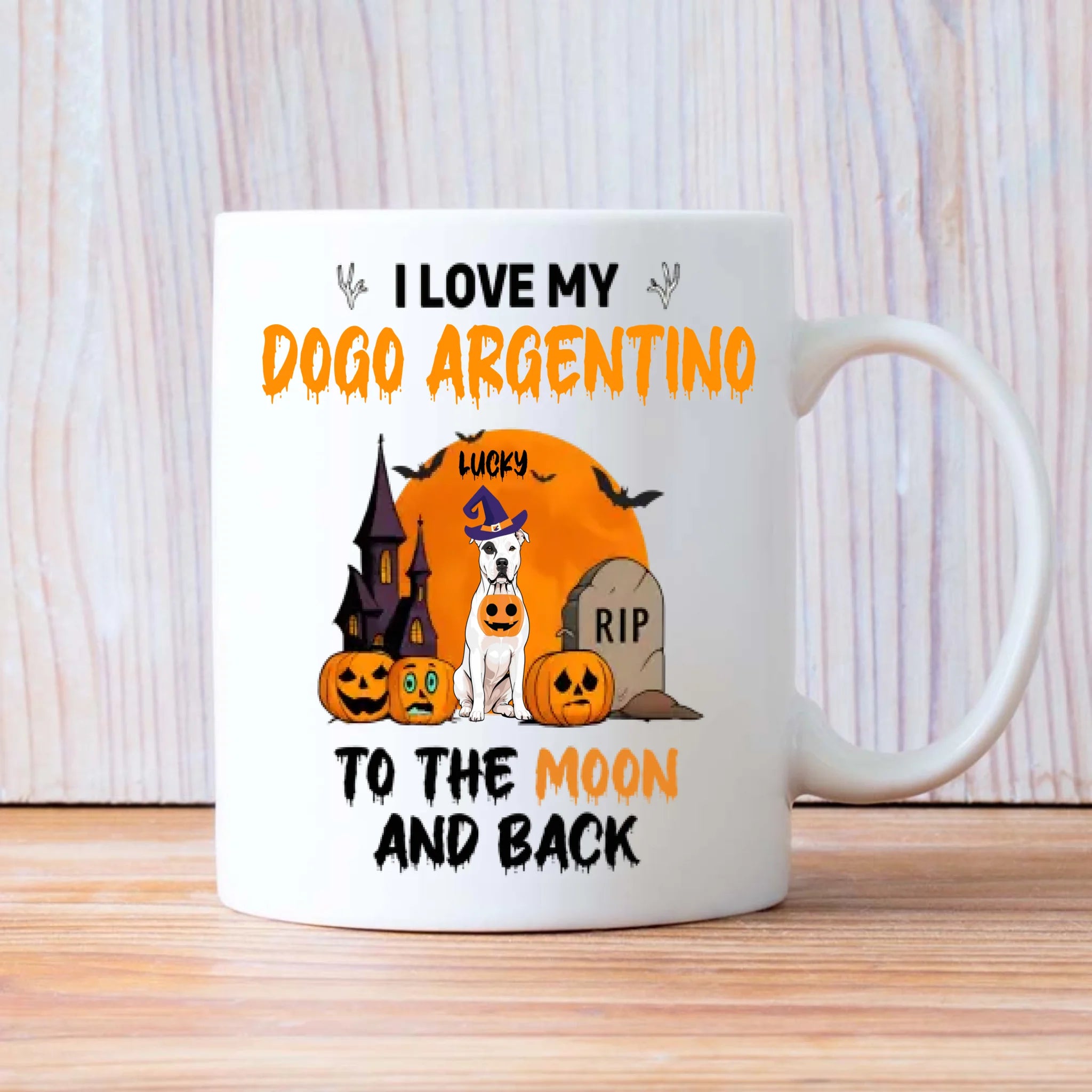 Spooky Vibes Mug – Custom Dogo Argentino Halloween Design