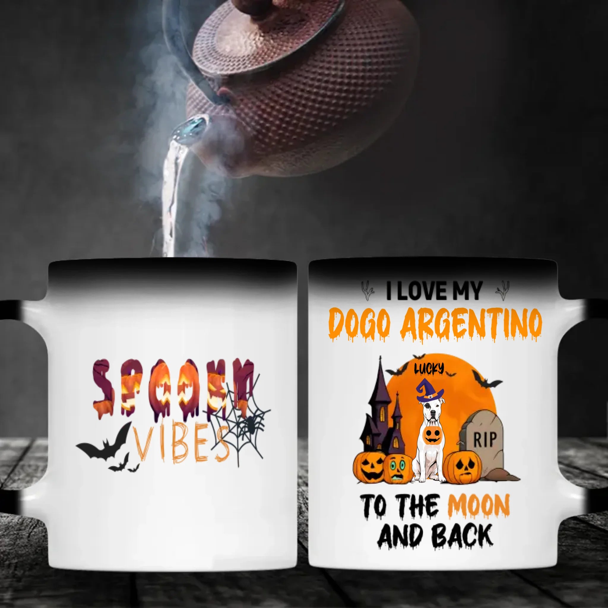 Spooky Vibes Mug – Custom Dogo Argentino Halloween Design