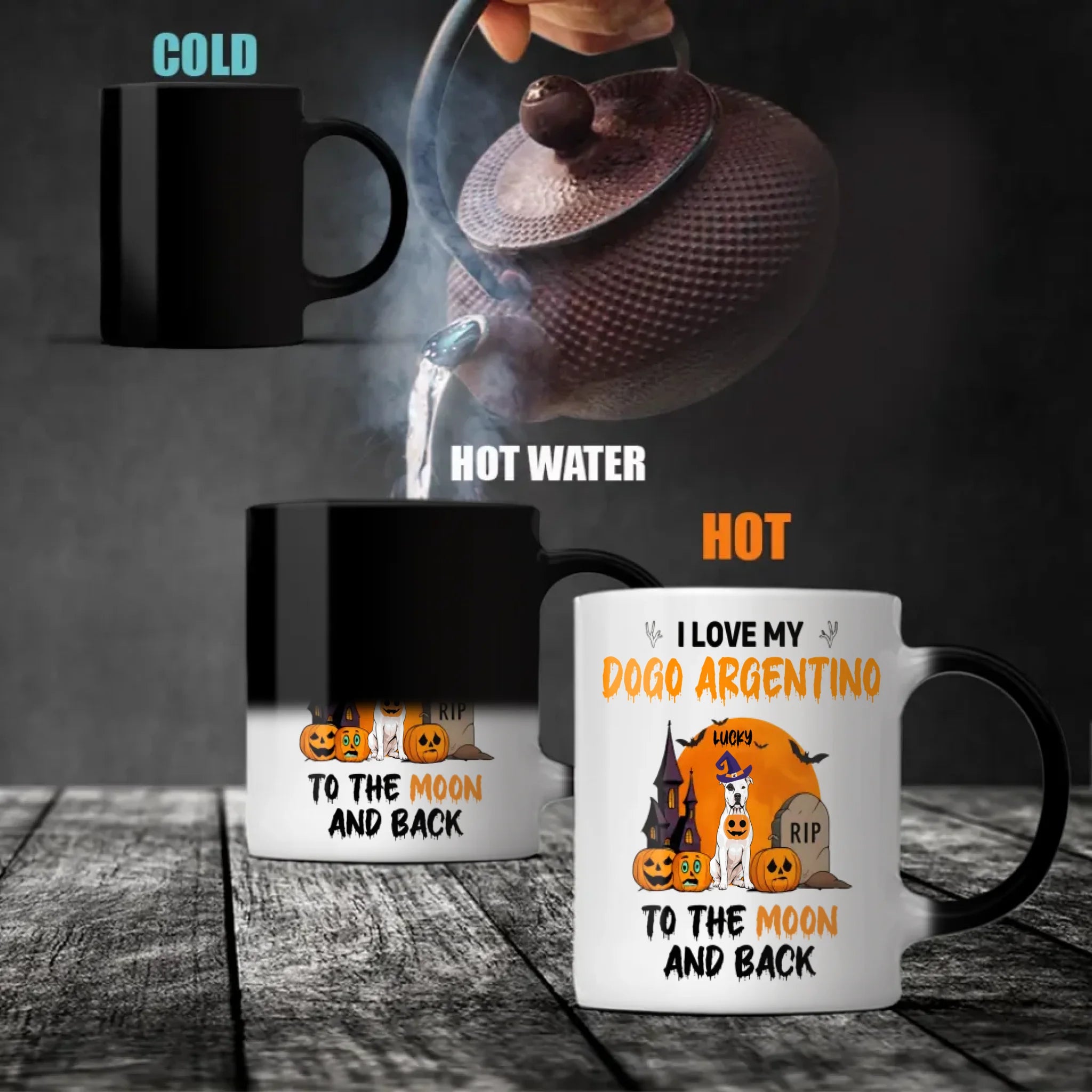 Spooky Vibes Mug – Custom Dogo Argentino Halloween Design