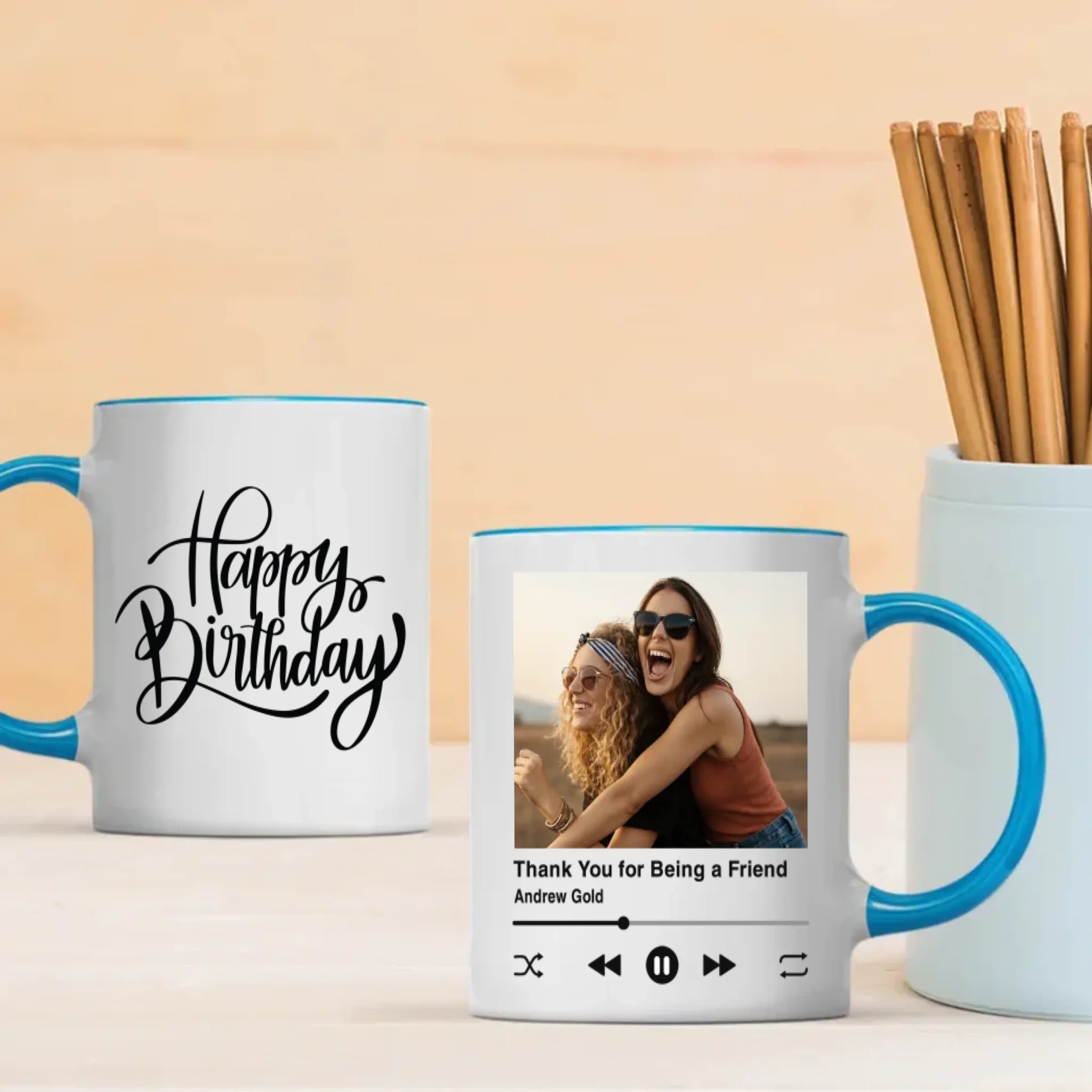 Thank You for Being a Friend – Personalised Birthday Mug –89Prints