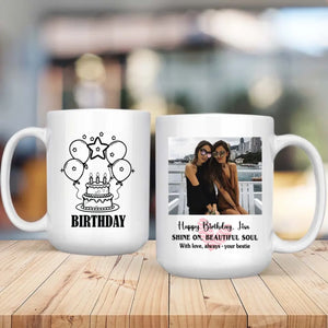 Happy Birthday Mug with Name – “Shine On Beautiful Soul” – 89Prints