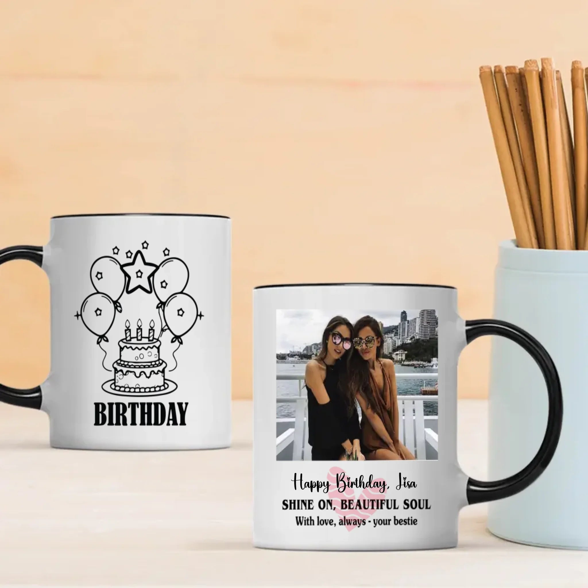 Happy Birthday Mug with Name – “Shine On Beautiful Soul” – 89Prints