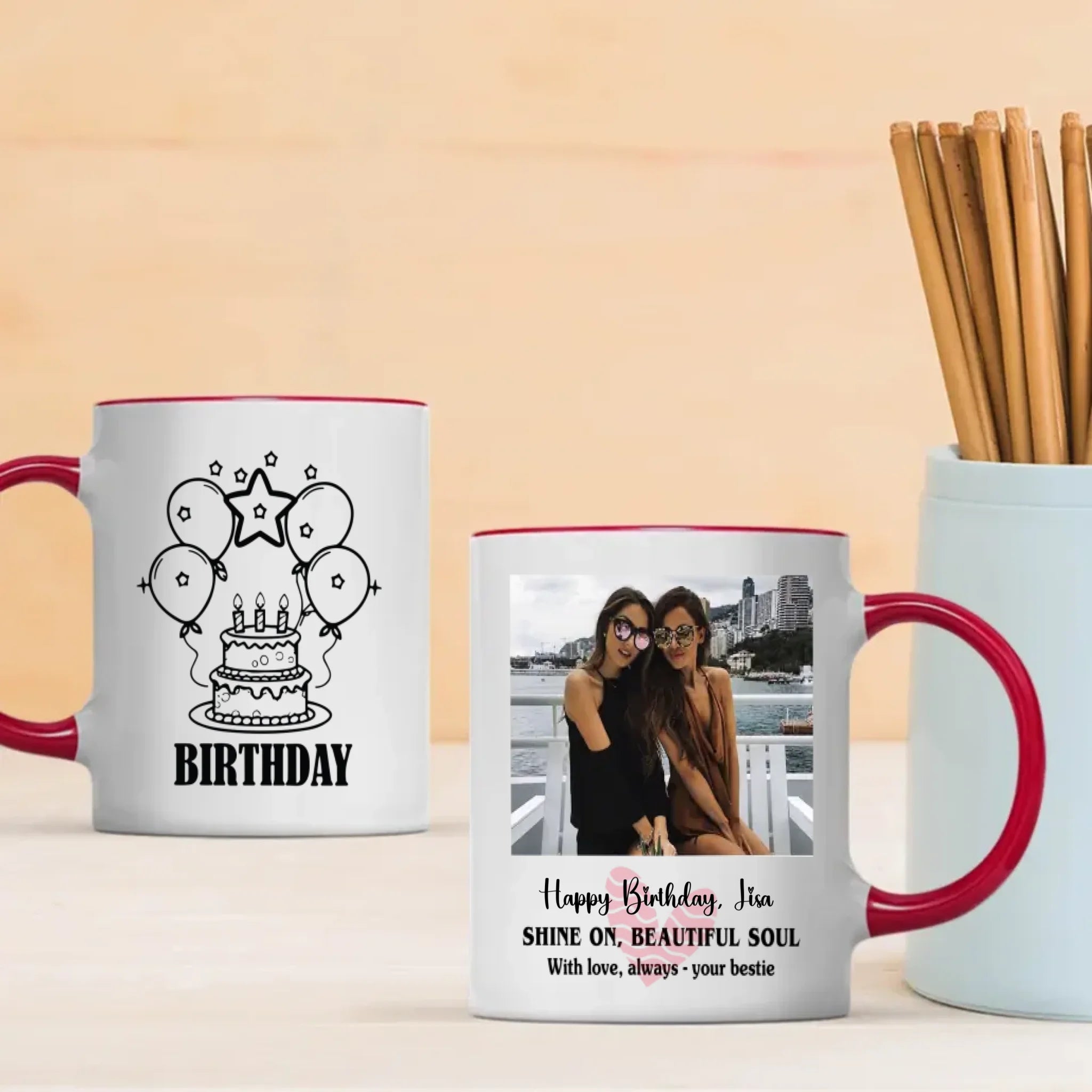 Happy Birthday Mug with Name – “Shine On Beautiful Soul” – 89Prints