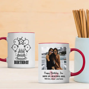 Happy Birthday Mug with Name – “Shine On Beautiful Soul” – 89Prints