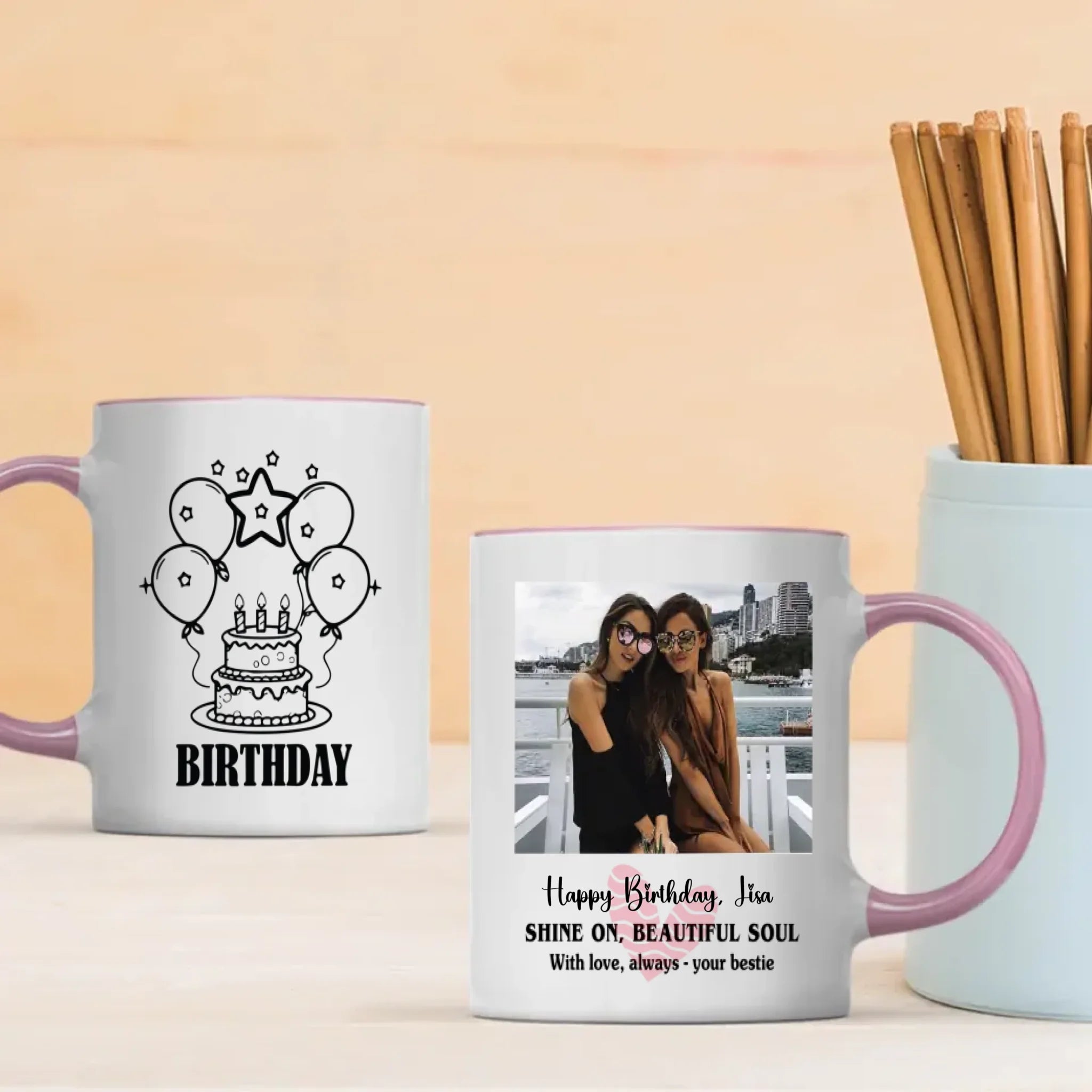 Happy Birthday Mug with Name – “Shine On Beautiful Soul” – 89Prints