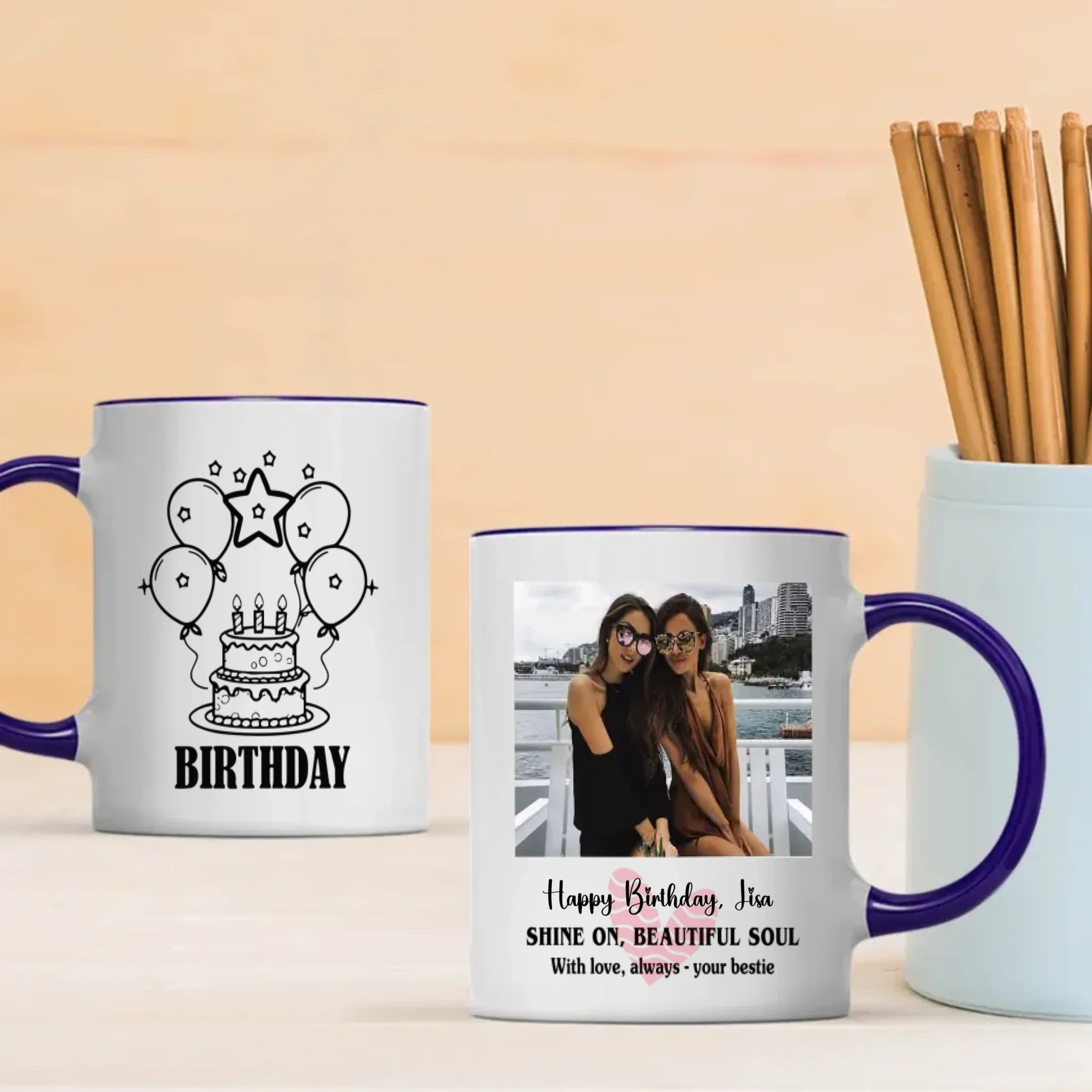 Happy Birthday Mug with Name – “Shine On Beautiful Soul” – 89Prints