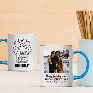 Happy Birthday Mug with Name – “Shine On Beautiful Soul” – 89Prints
