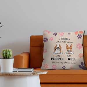 Personalized Dog Pillow – “Dogs Make Me Happy” Funny Pet Cushion - 89Prints