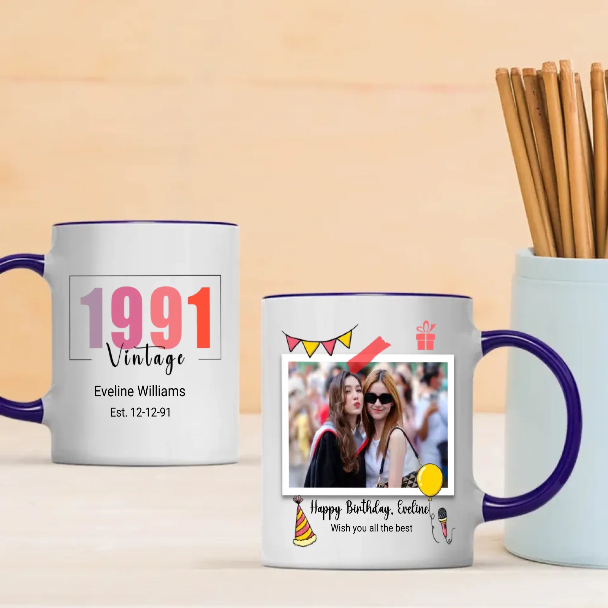 Happy Birthday Mug – Custom Gift for 1991 Birthdays - 89Prints