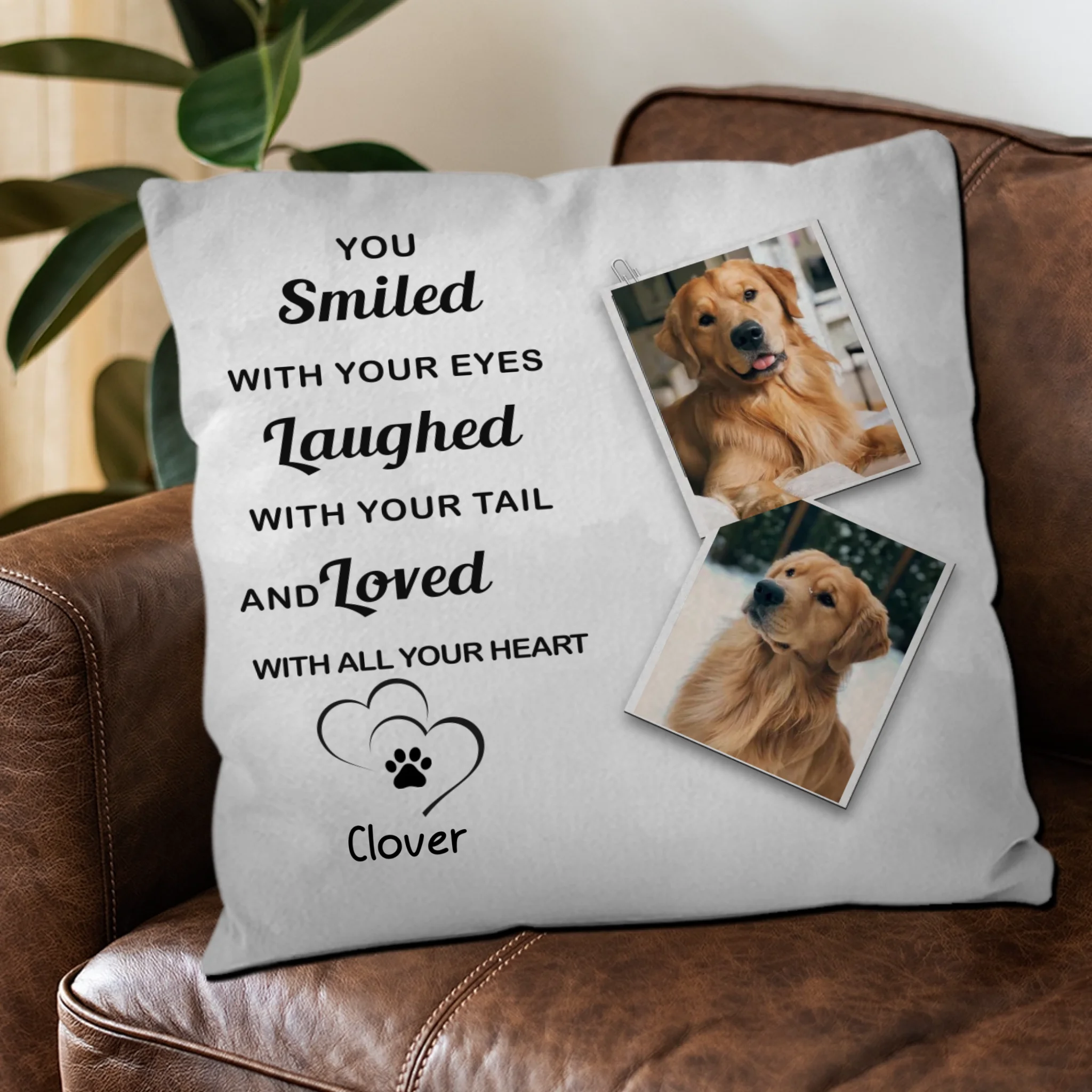 You Smiled With Your Eyes Pillow – Personalized Dog Memorial Cushion - 89Prints