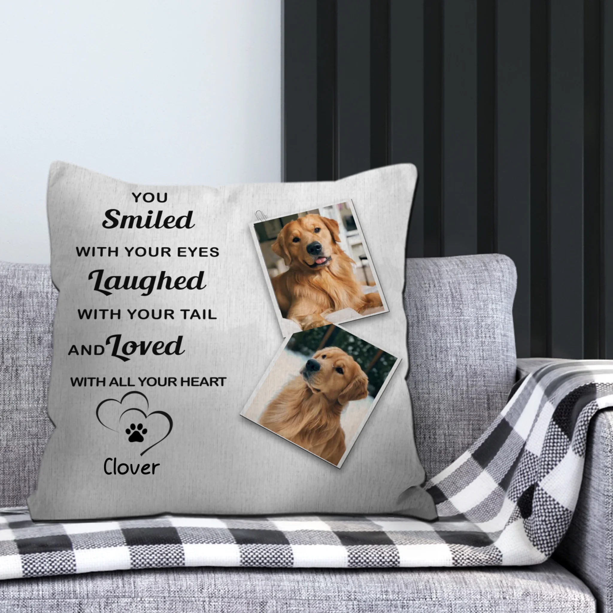 You Smiled With Your Eyes Pillow – Personalized Dog Memorial Cushion - 89Prints