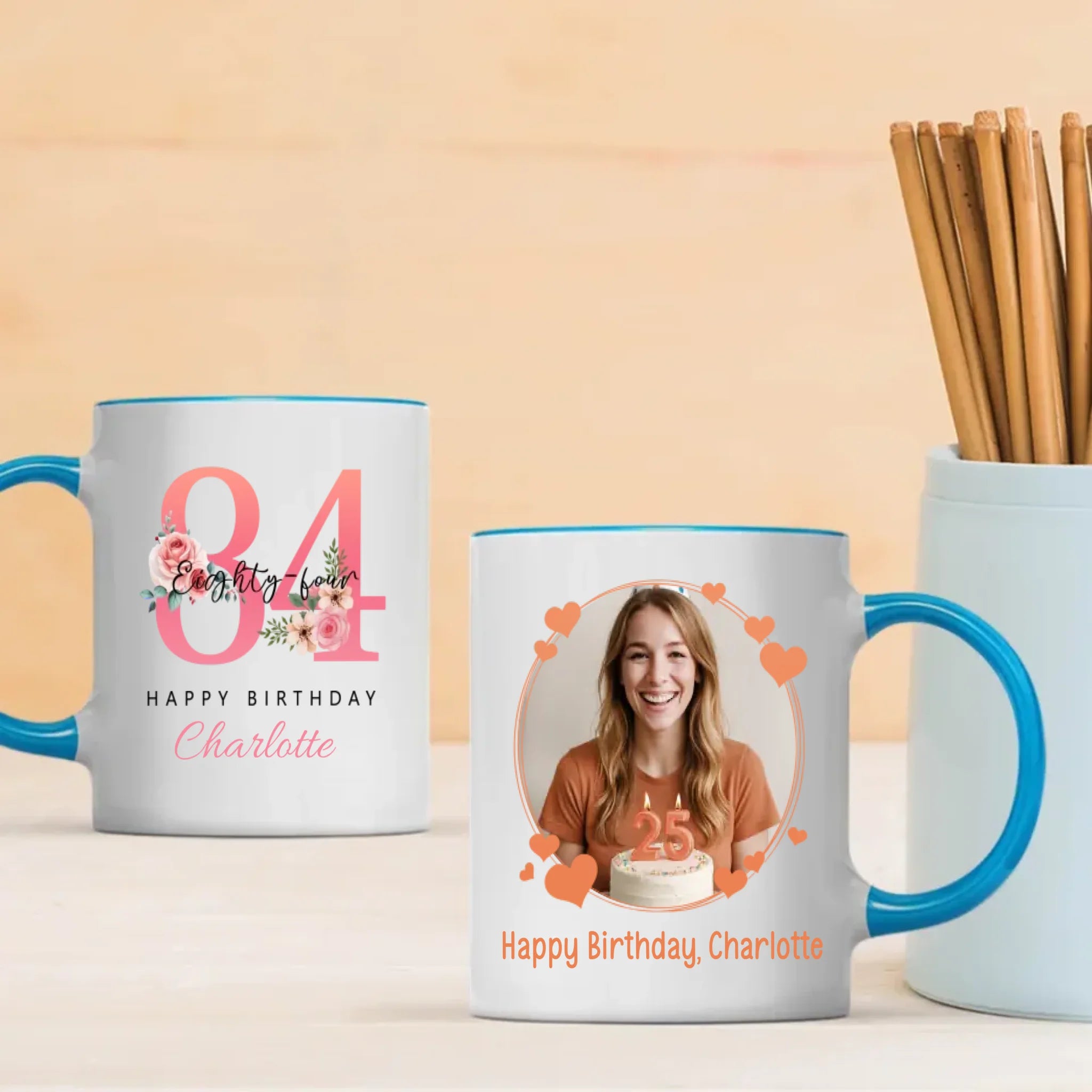Cute Personalized 84th Birthday Mug – Custom Photo & Name Gift for Grandma – 89Prints
