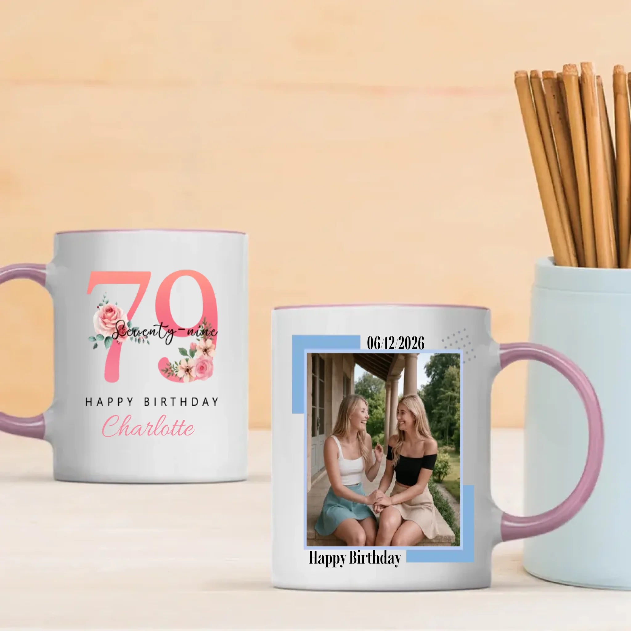 Charming 79th Birthday Mug – Stylish Vintage Personalized Gift – 89Prints