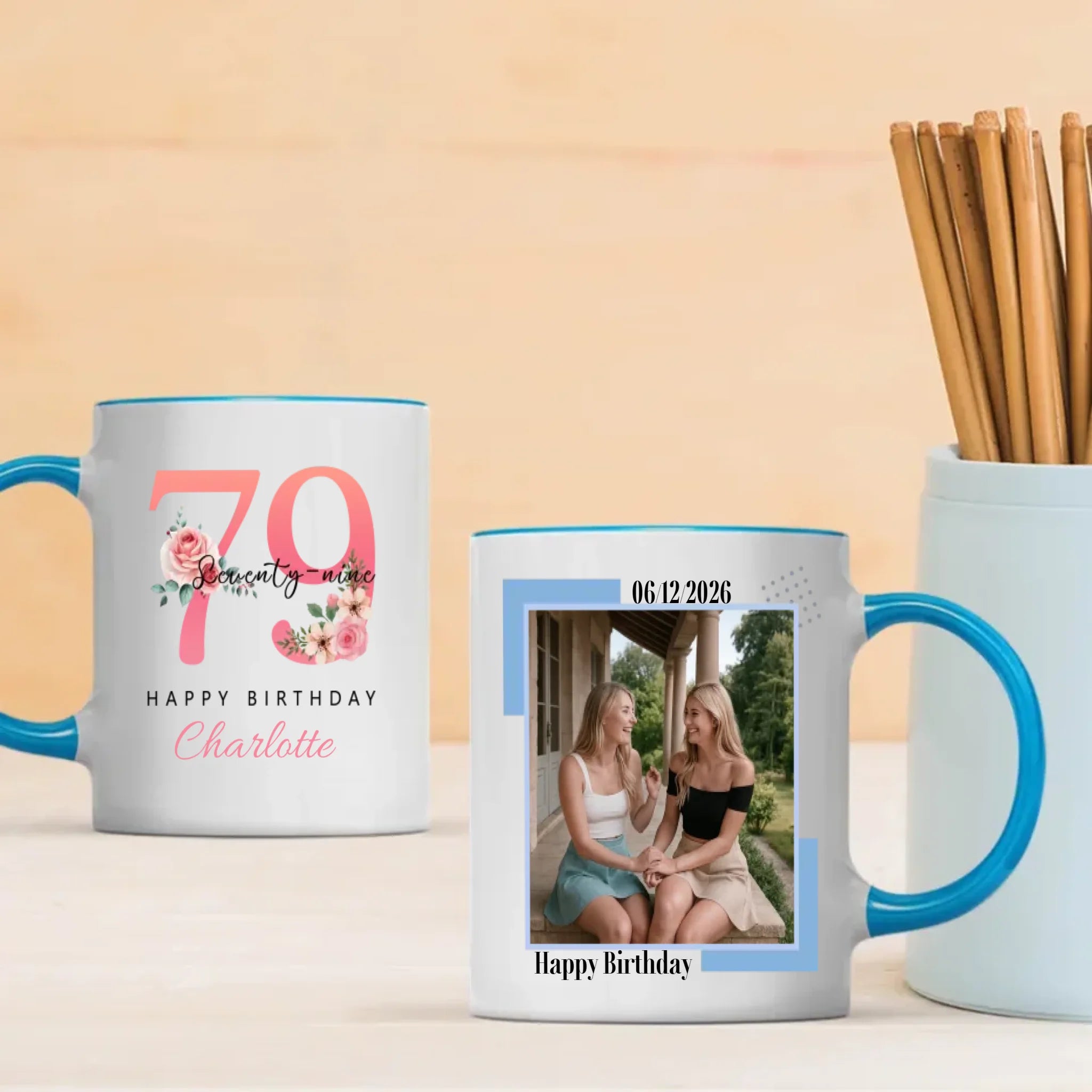 Charming 79th Birthday Mug – Stylish Vintage Personalized Gift – 89Prints
