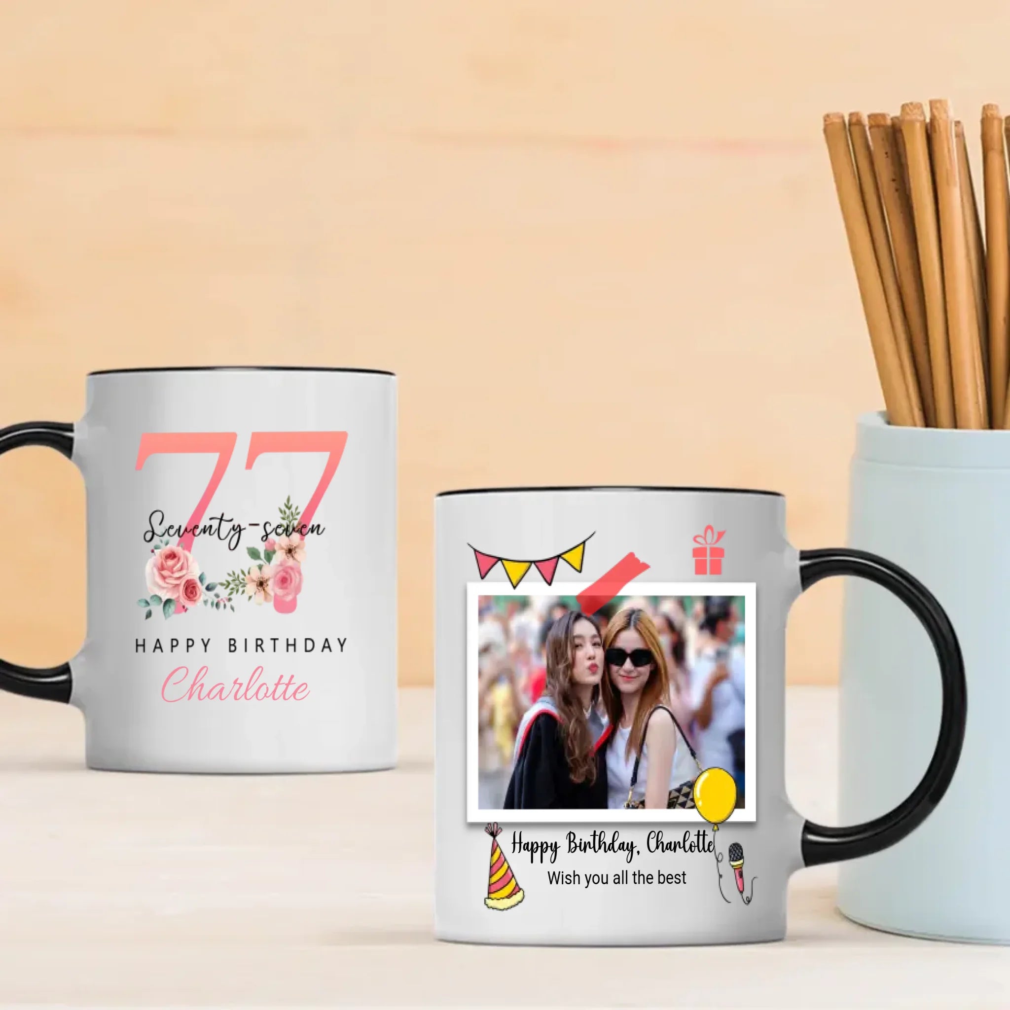 Heartwarming 77th Birthday Mug – Elegant Retro Personalized Gift – 89Prints
