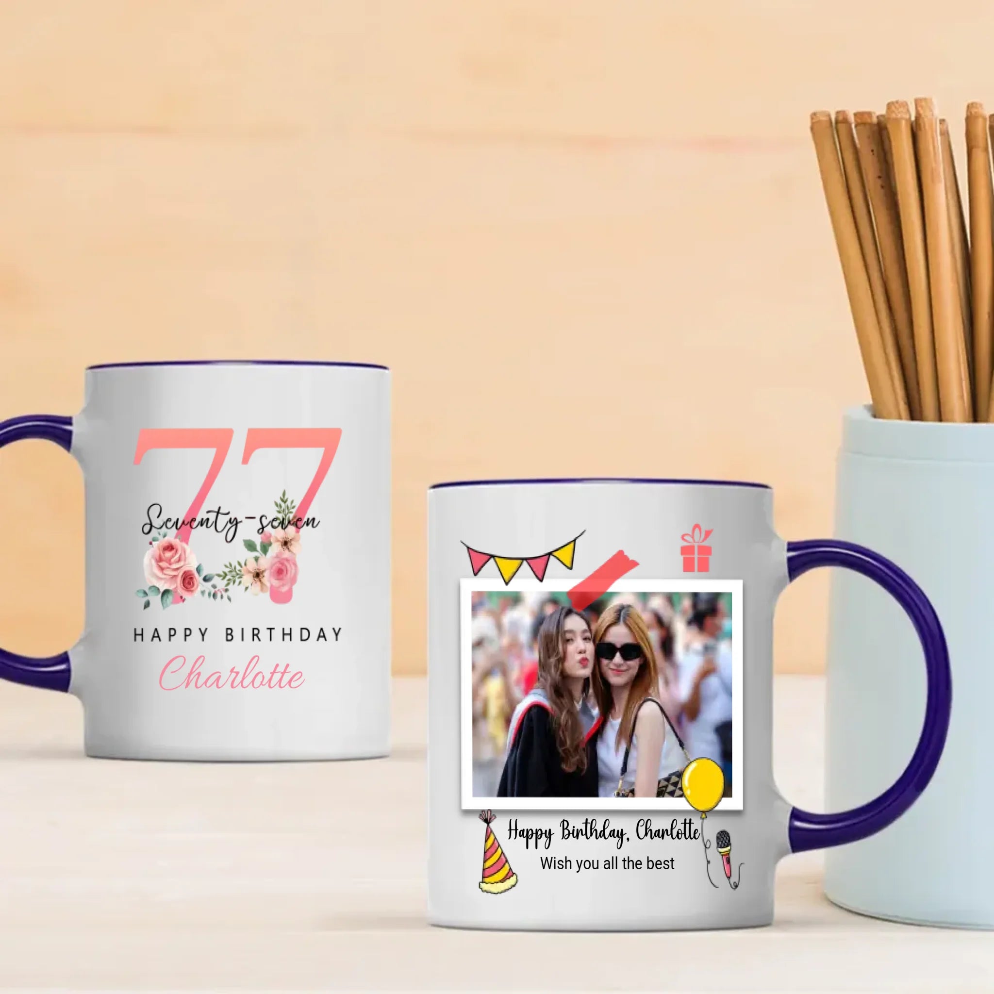 Heartwarming 77th Birthday Mug – Elegant Retro Personalized Gift – 89Prints