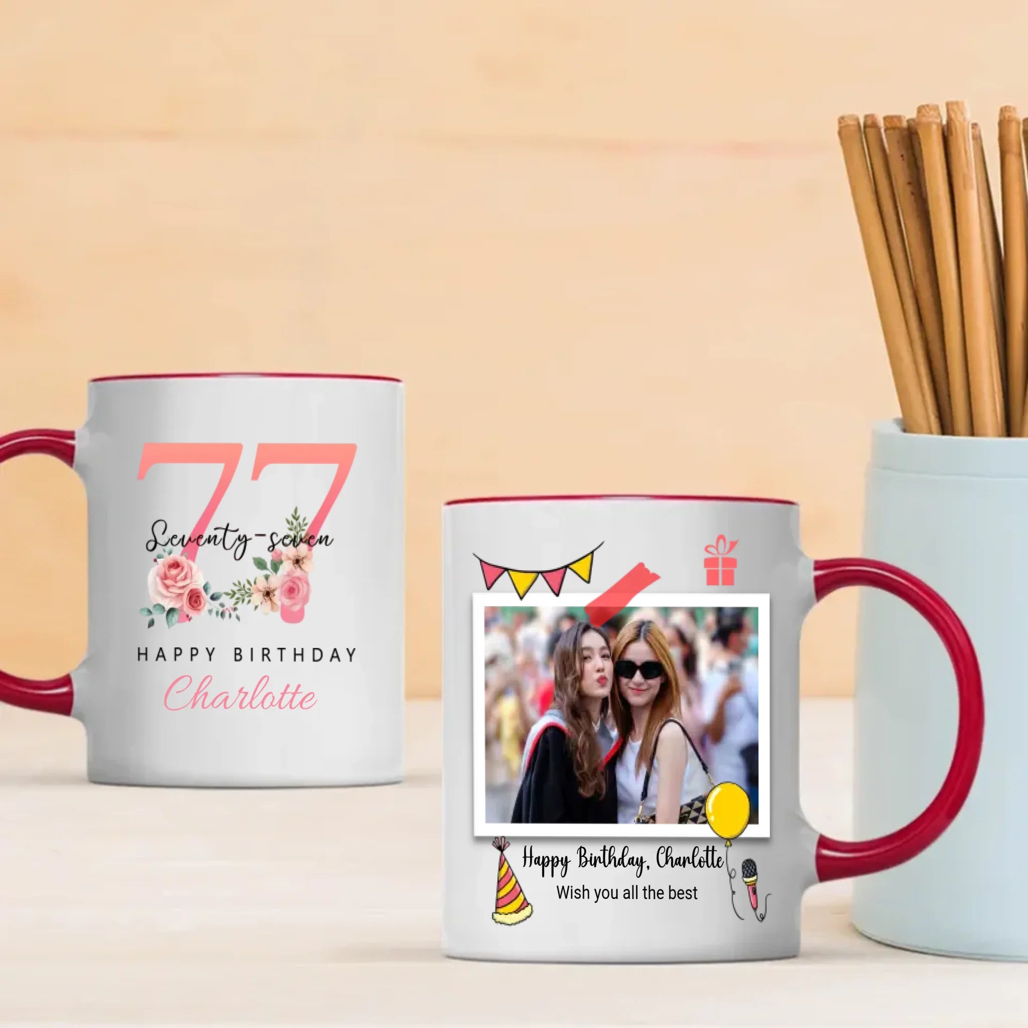 Heartwarming 77th Birthday Mug – Elegant Retro Personalized Gift – 89Prints