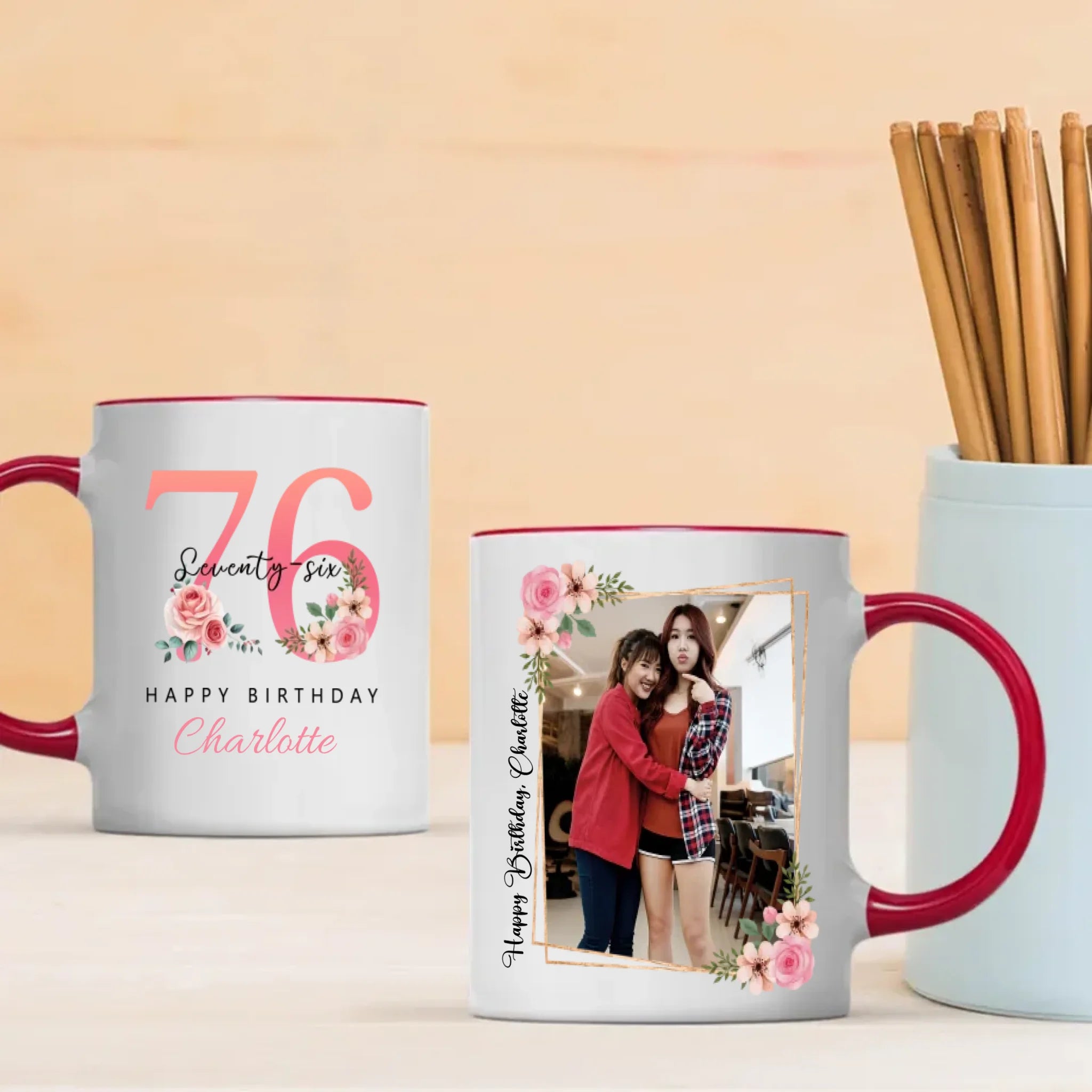 Elegant 76th Birthday Mug – Charming & Vintage Personalized Gift – 89Prints