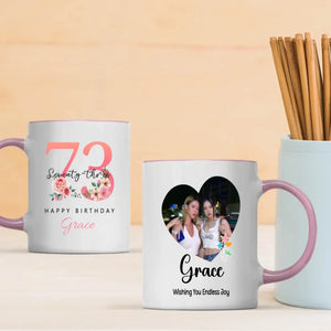 Vintage 73rd Birthday Mug – Elegant Personalized Gift “Wishing You Endless Joy” – 89Prints