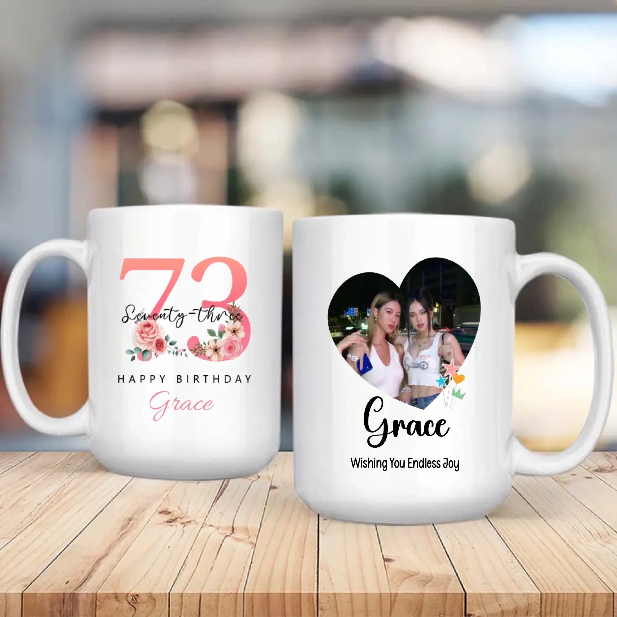 Vintage 73rd Birthday Mug – Elegant Personalized Gift “Wishing You Endless Joy” – 89Prints