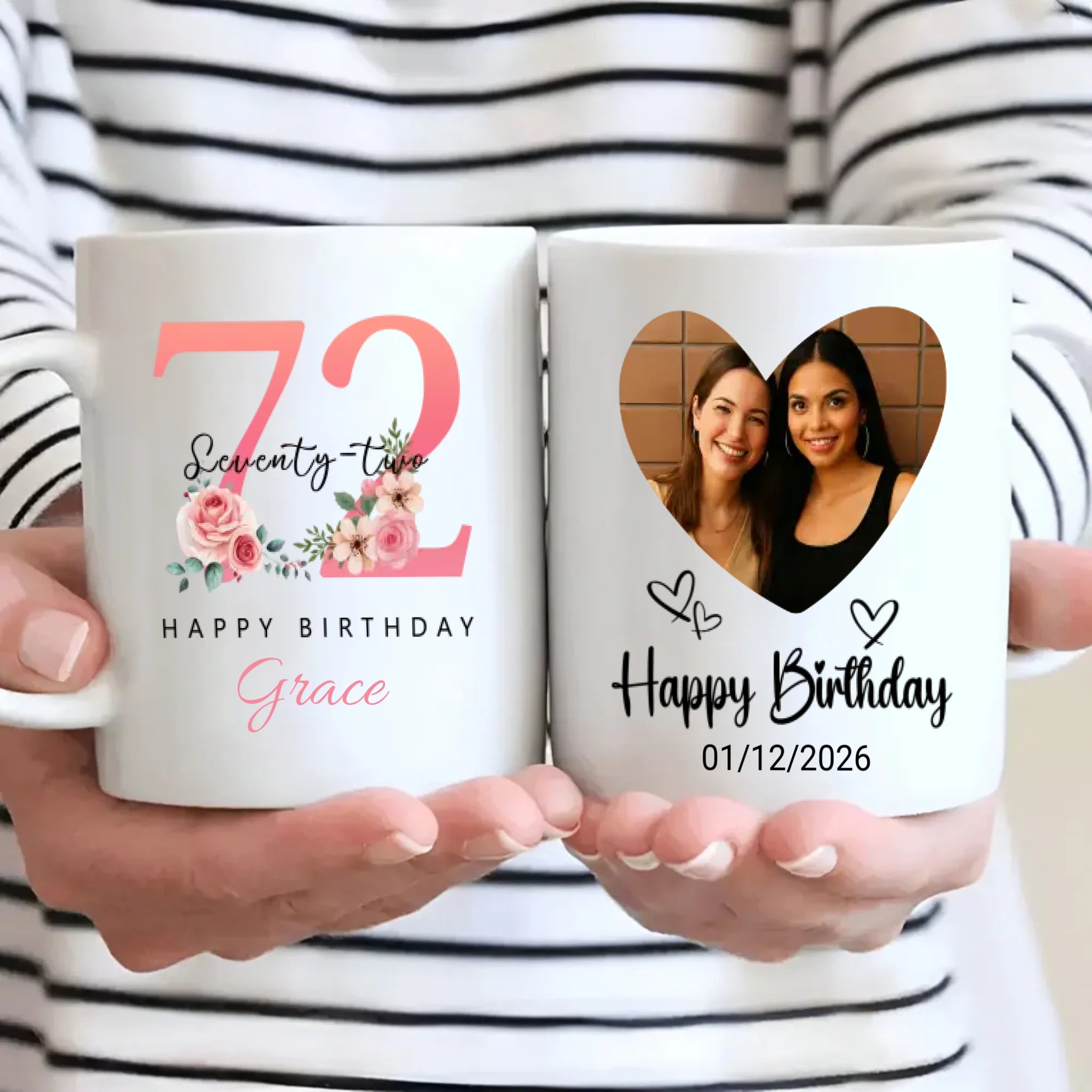 Beautiful Vintage Floral 72nd Birthday Mug – Perfect Personalized Gift – 89Prints