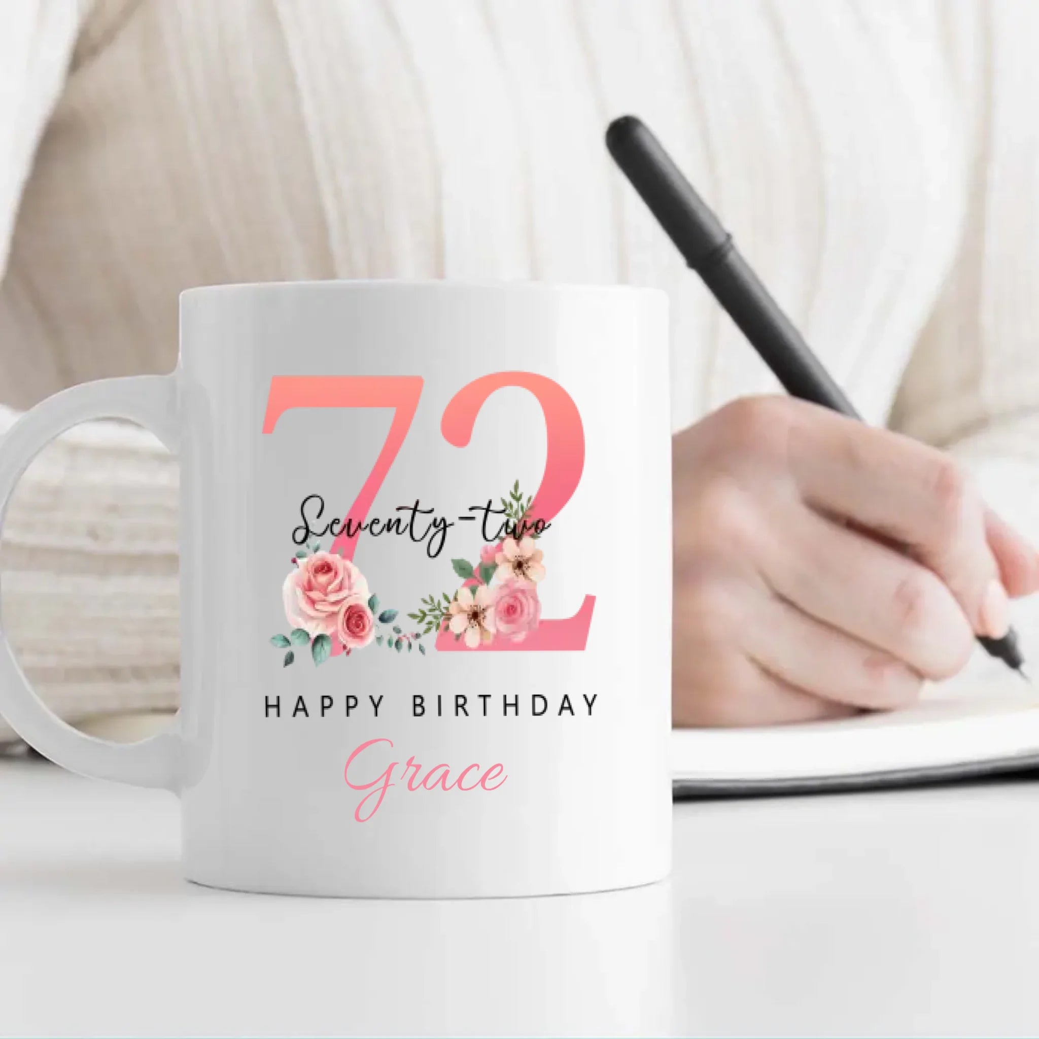 Beautiful Vintage Floral 72nd Birthday Mug – Perfect Personalized Gift – 89Prints