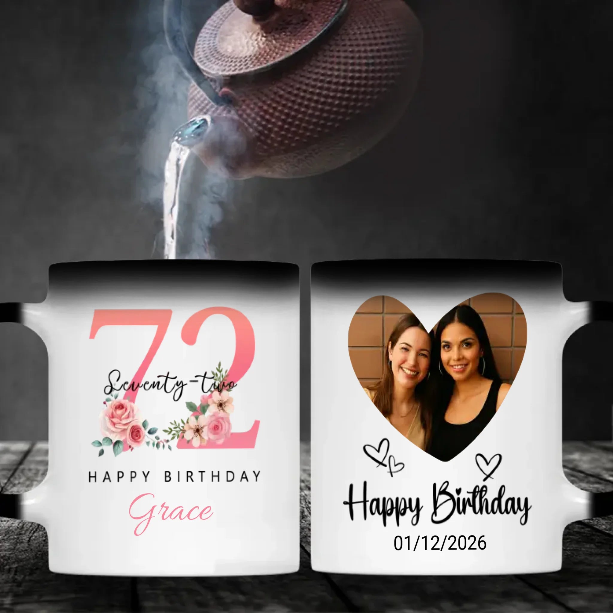 Beautiful Vintage Floral 72nd Birthday Mug – Perfect Personalized Gift – 89Prints