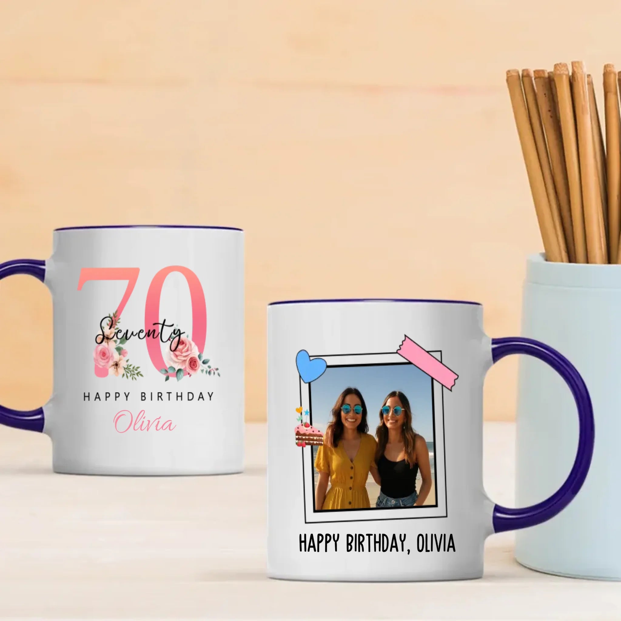 Elegant 70th Birthday Mug – Vintage Personalized Gift for Her – 89Prints