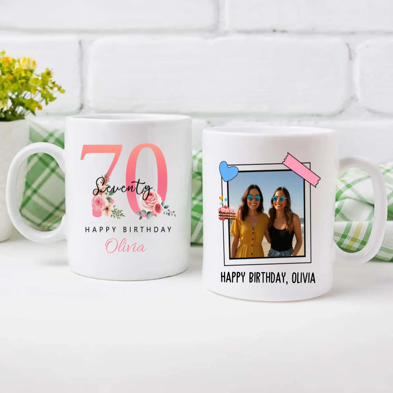 Elegant 70th Birthday Mug – Vintage Personalized Gift for Her – 89Prints