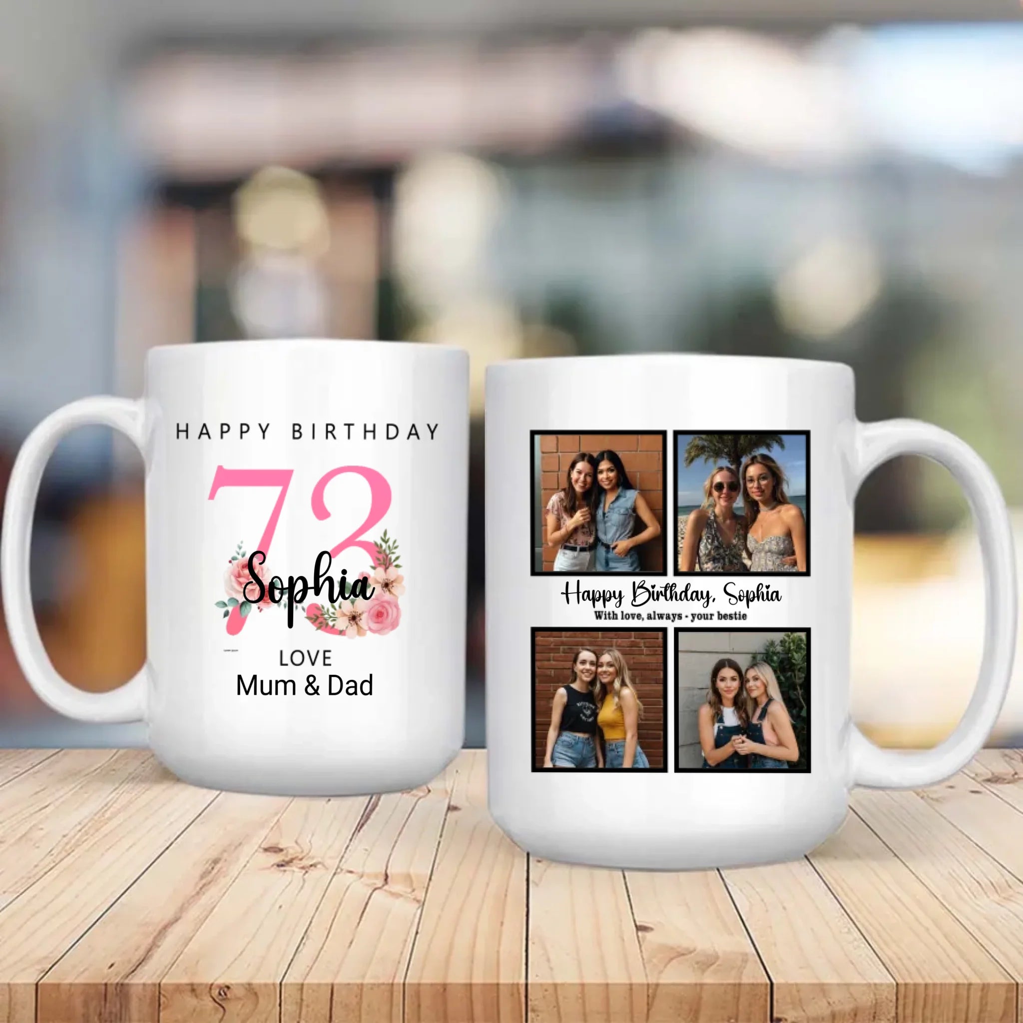 73 Years Loved – Personalized 4-Photo Birthday Mug for Her - 89Prints