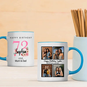 73 Years Loved – Personalized 4-Photo Birthday Mug for Her - 89Prints