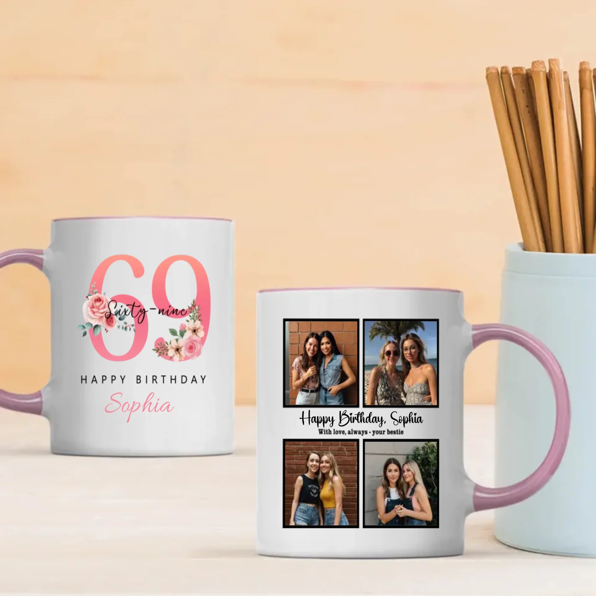Lovely Floral 69th Birthday Mug – Sentimental Custom Gift - 89Prints
