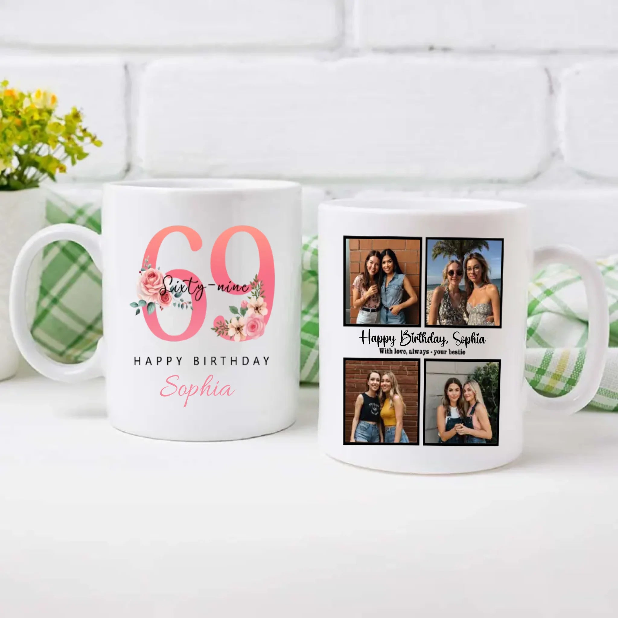 Lovely Floral 69th Birthday Mug – Sentimental Custom Gift - 89Prints