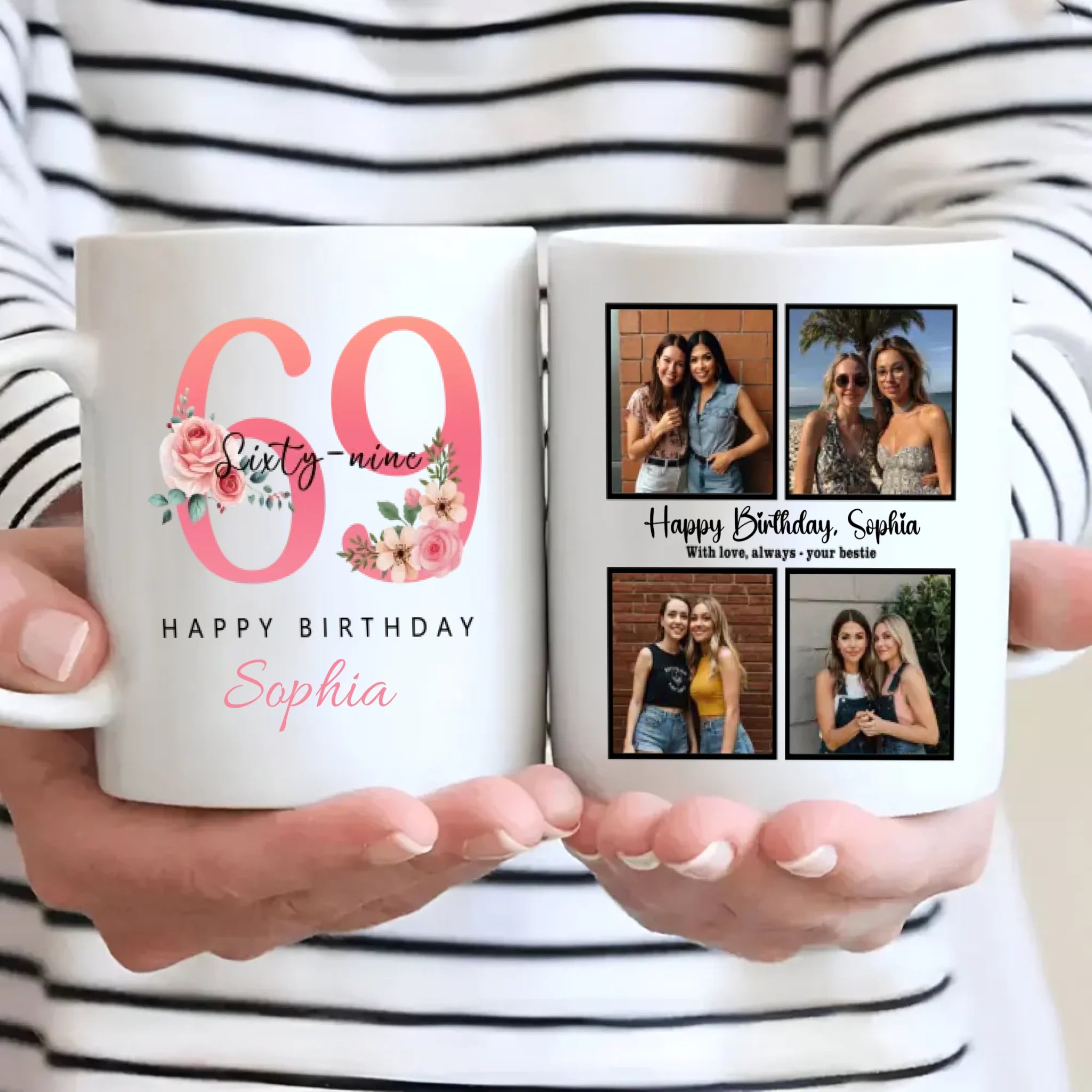 Lovely Floral 69th Birthday Mug – Sentimental Custom Gift - 89Prints
