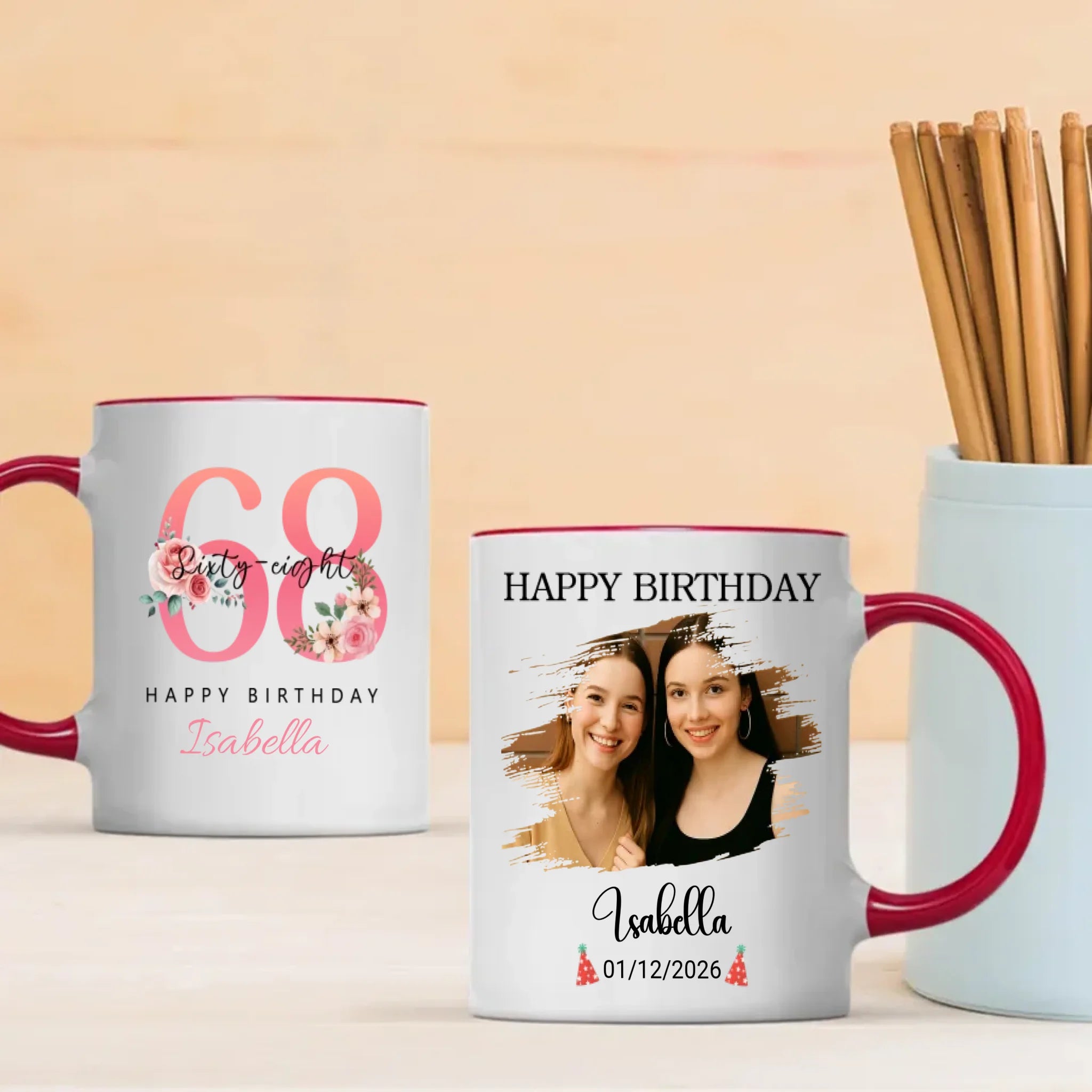 68th Commemorative Mug – Elegant Vintage Personalized Gift - 89Prints
