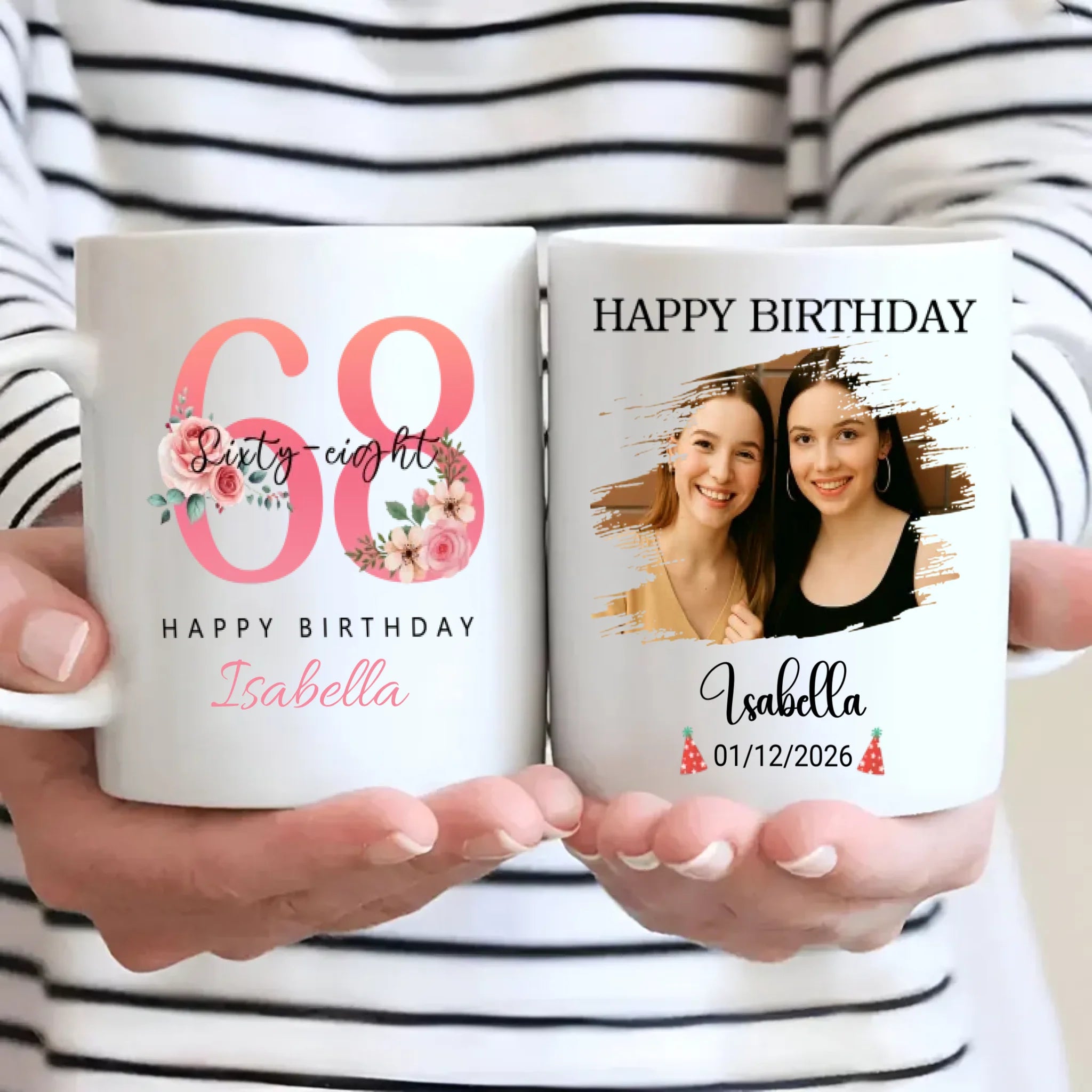 68th Commemorative Mug – Elegant Vintage Personalized Gift - 89Prints