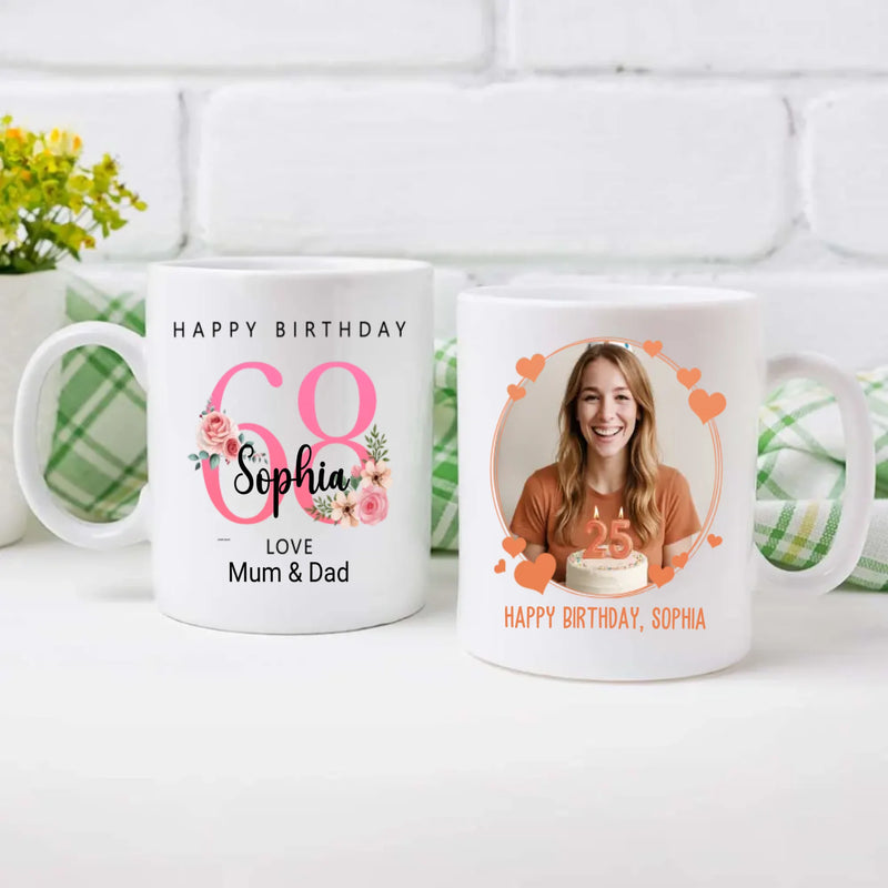 68th & Glowing – Personalized Birthday Mug for Her - 89Prints