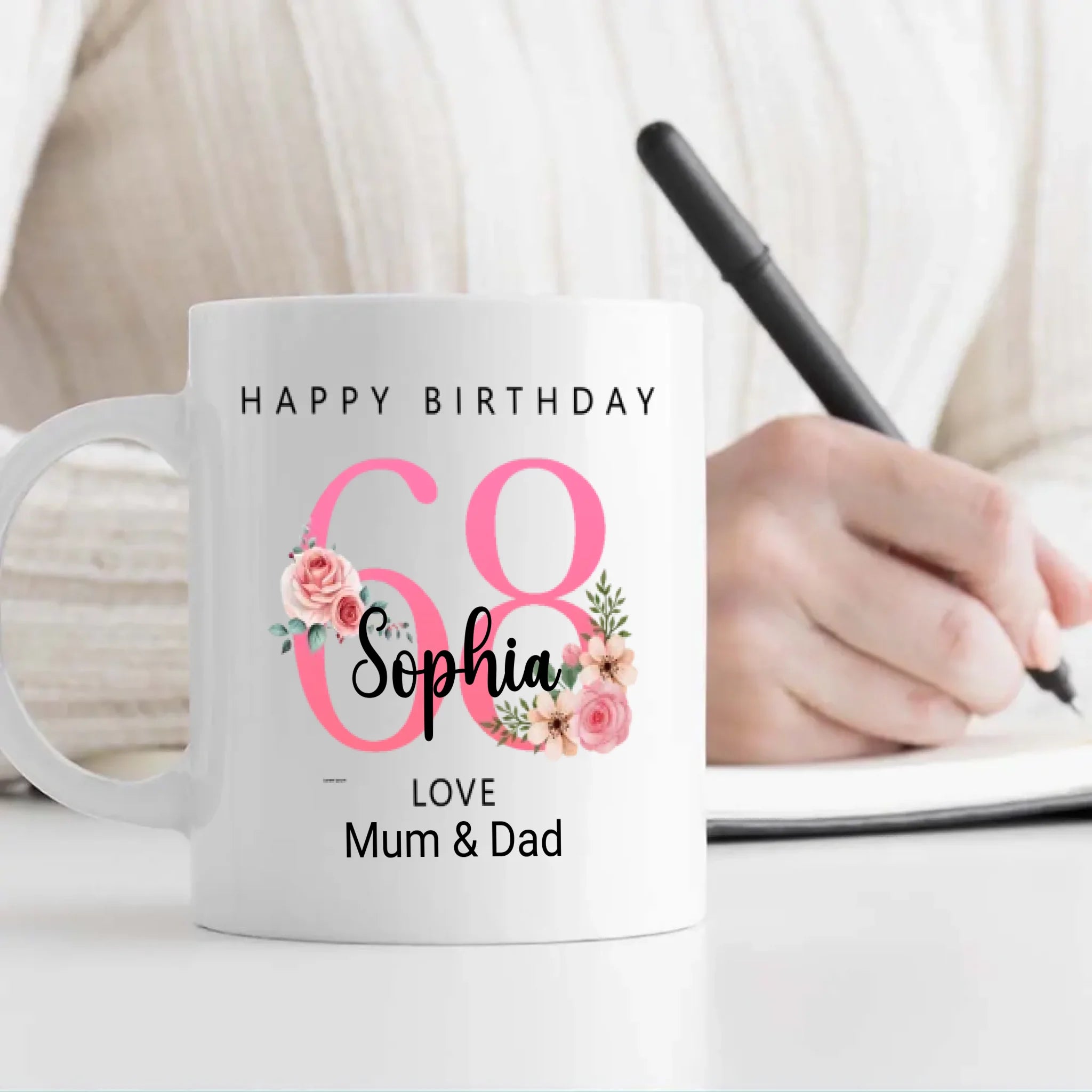 68th & Glowing – Personalized Birthday Mug for Her - 89Prints