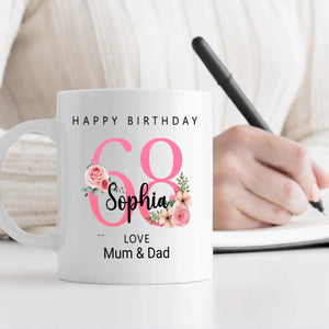 68th & Glowing – Personalized Birthday Mug for Her - 89Prints