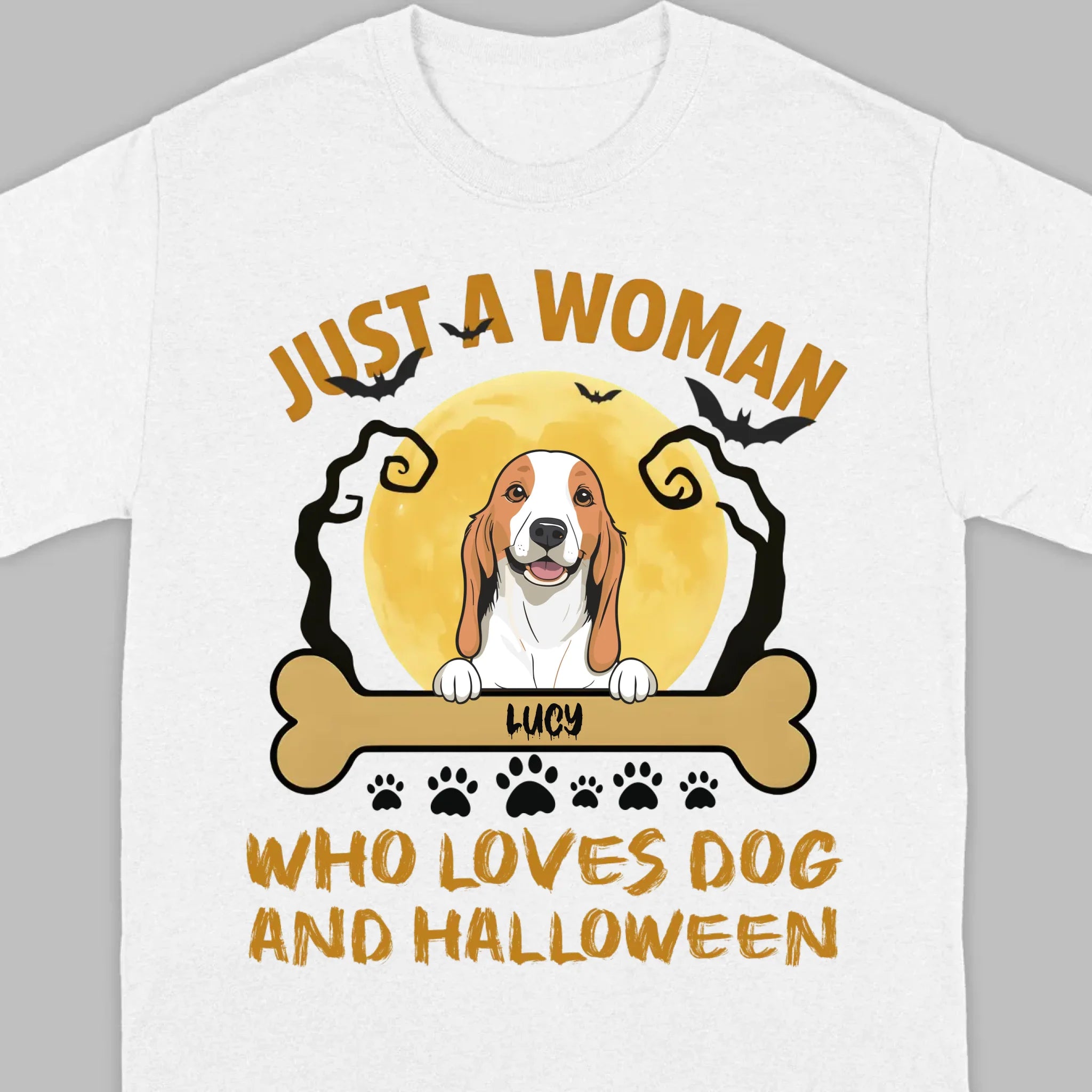 Personalized Dog Halloween T-Shirt | Just a Woman Who Loves Dog and Halloween - 89Prints