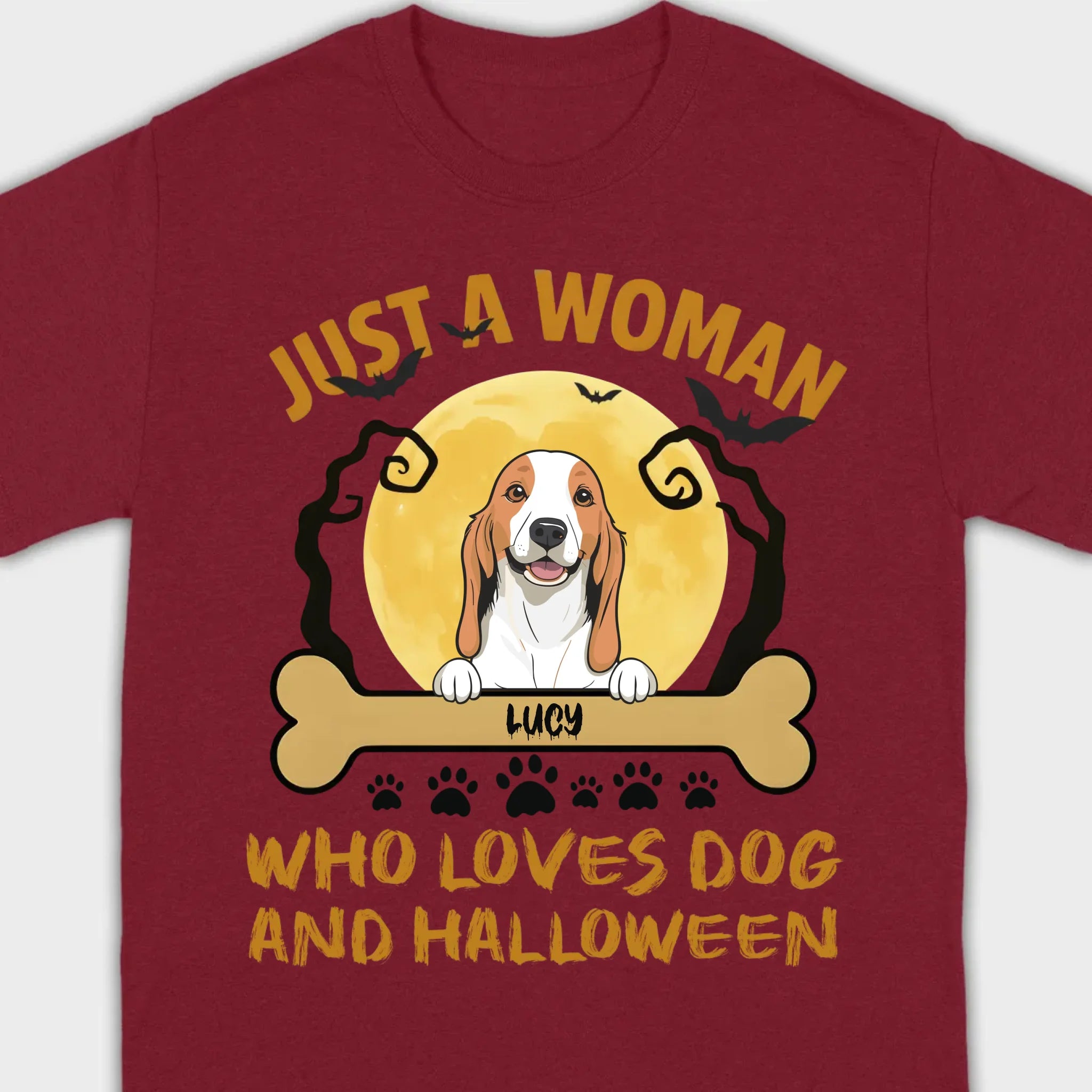 Personalized Dog Halloween T-Shirt | Just a Woman Who Loves Dog and Halloween - 89Prints