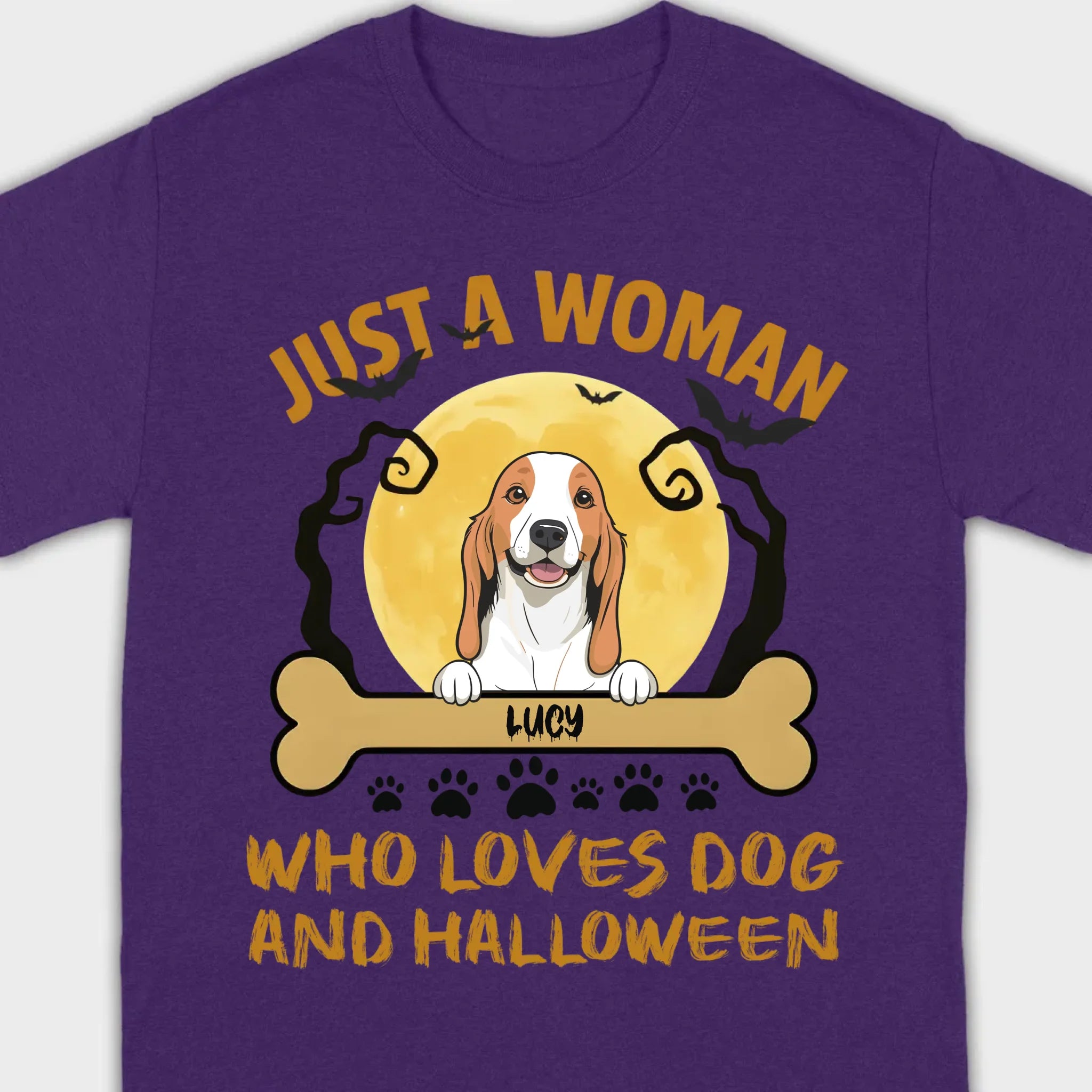 Personalized Dog Halloween T-Shirt | Just a Woman Who Loves Dog and Halloween - 89Prints